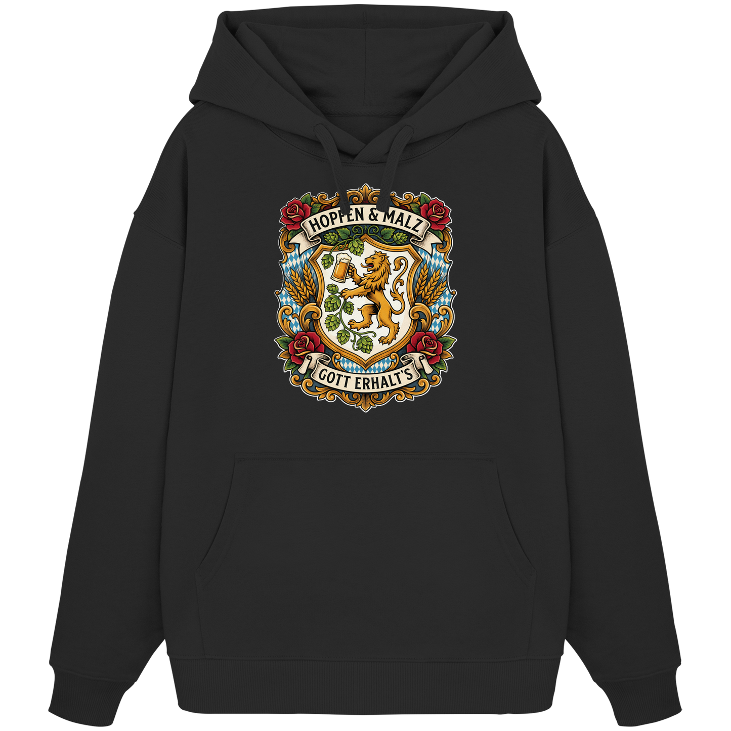 HOPFEN & MALZ - GOTT ERHALT`S - Organic Oversize Hoodie - BayrischerHumor
