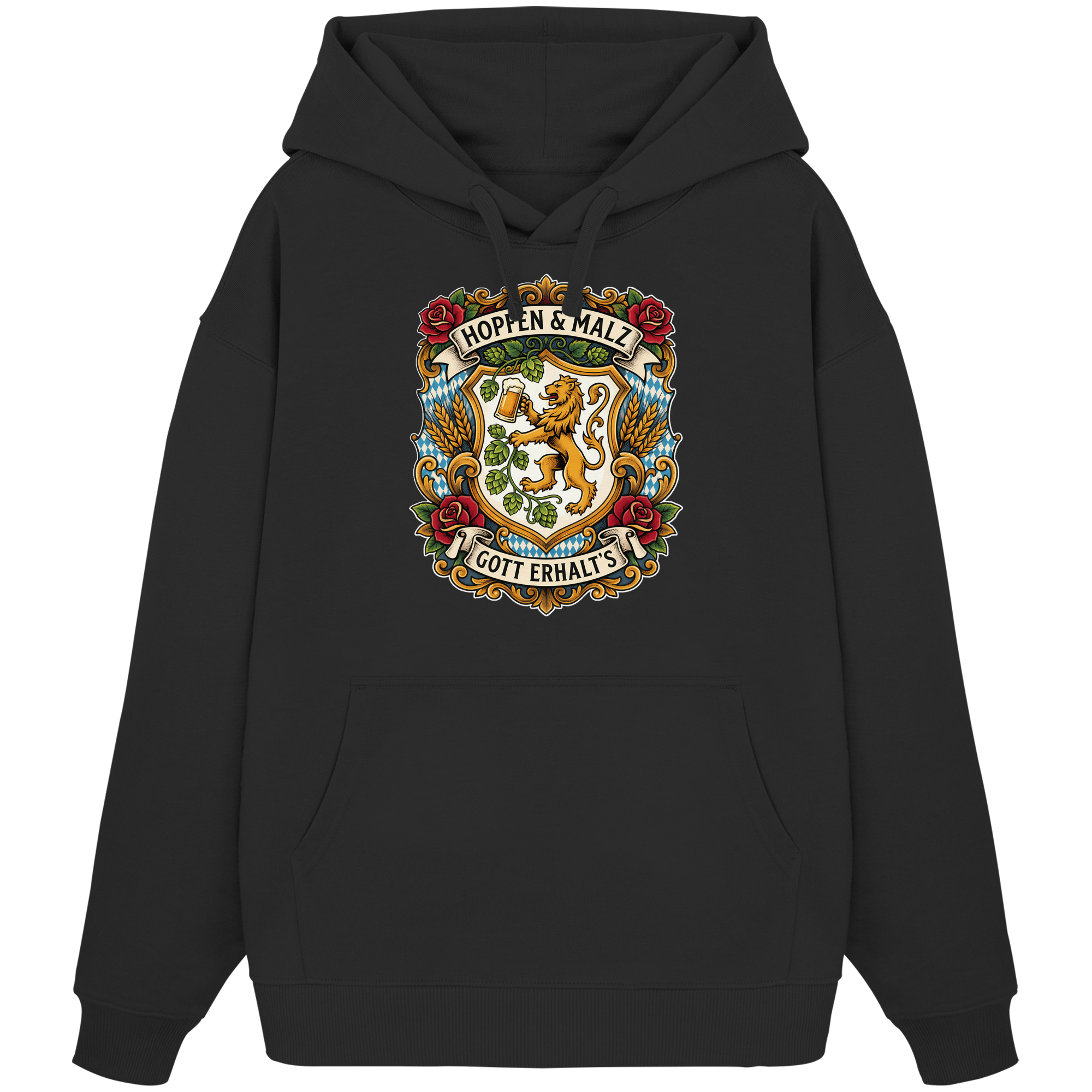 HOPFEN & MALZ - GOTT ERHALT`S - Organic Oversize Hoodie - BayrischerHumor