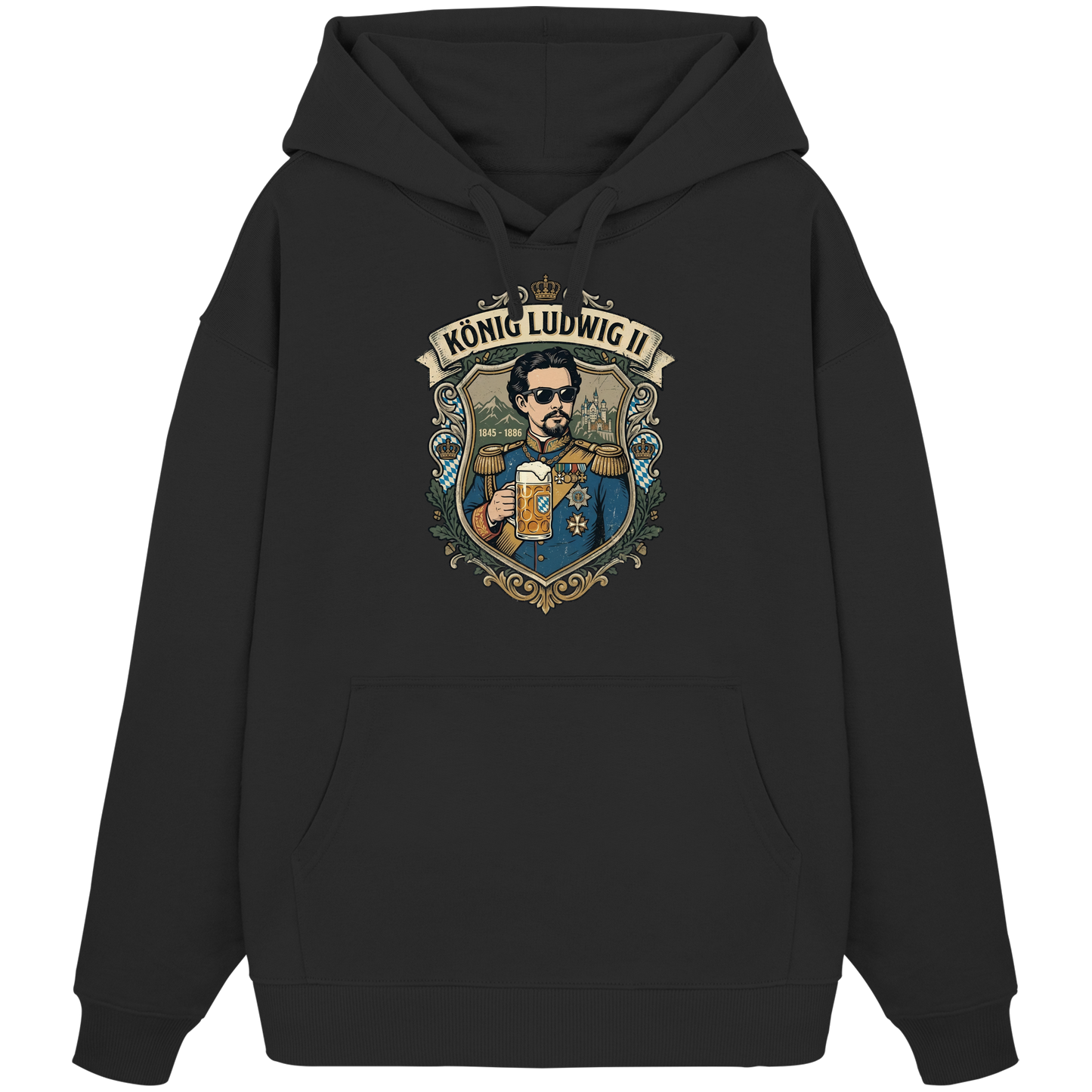 KÖNIG LUDWIG II - Organic Oversize Hoodie - BayrischerHumor