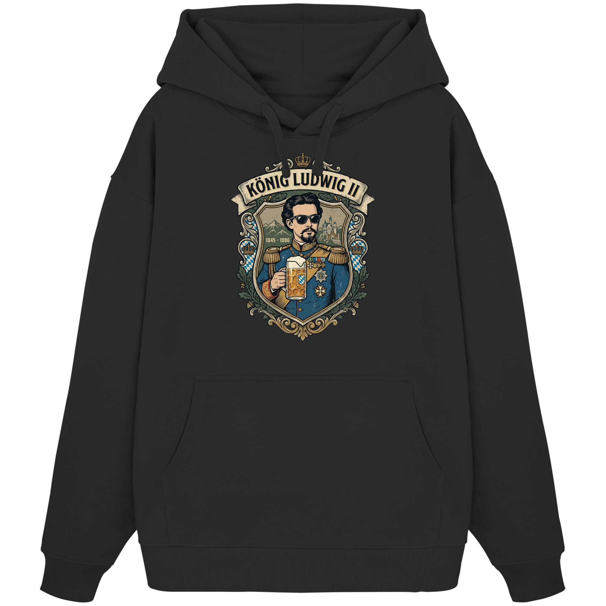 KÖNIG LUDWIG II - Organic Oversize Hoodie - BayrischerHumor