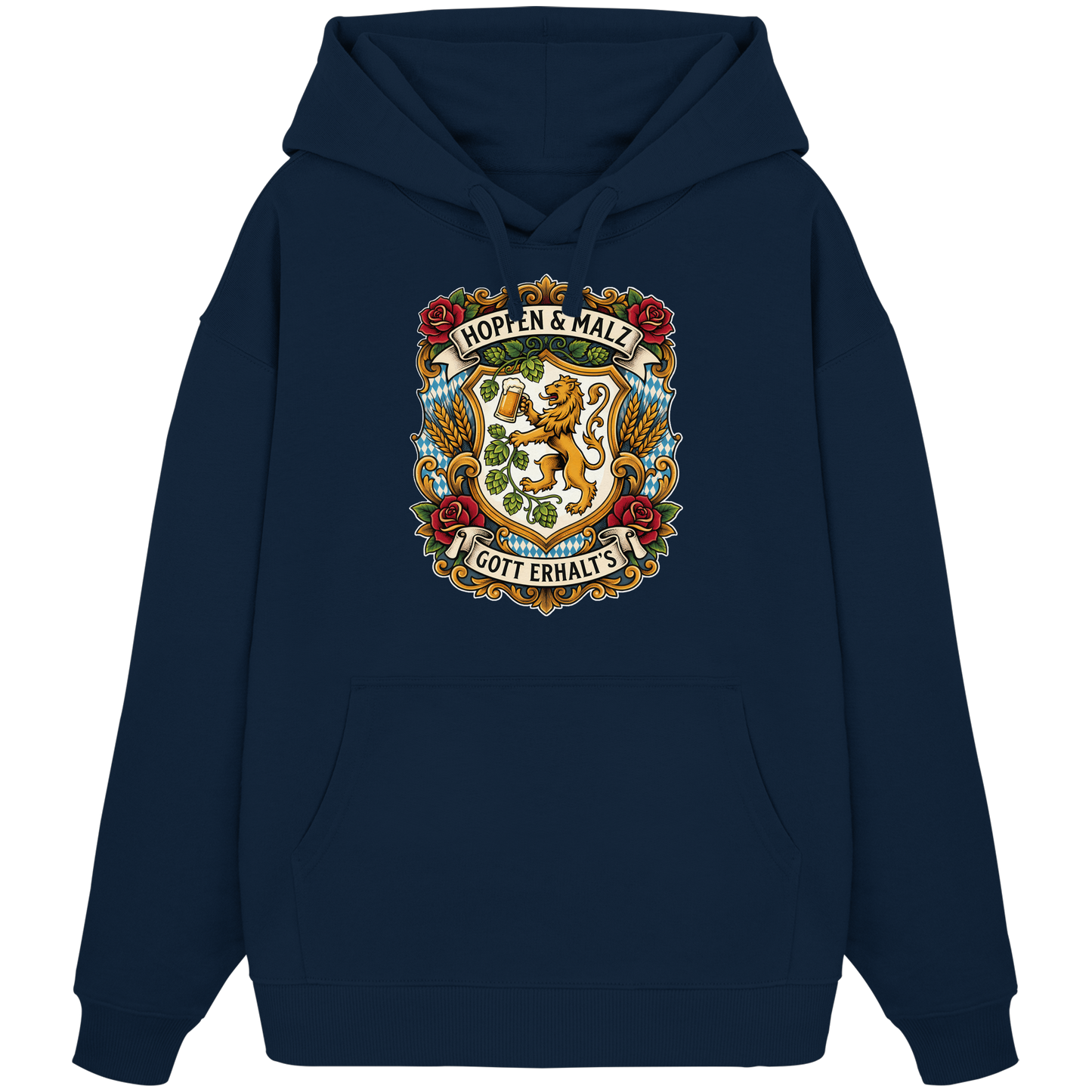 HOPFEN & MALZ - GOTT ERHALT`S - Organic Oversize Hoodie - BayrischerHumor
