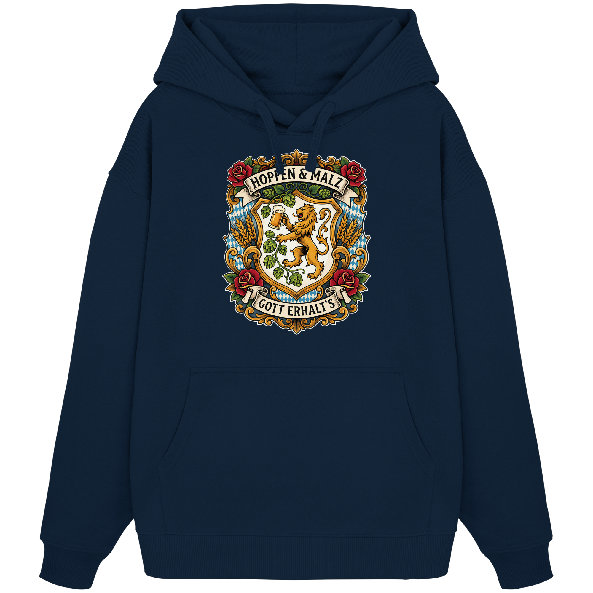 HOPFEN & MALZ - GOTT ERHALT`S - Organic Oversize Hoodie - BayrischerHumor