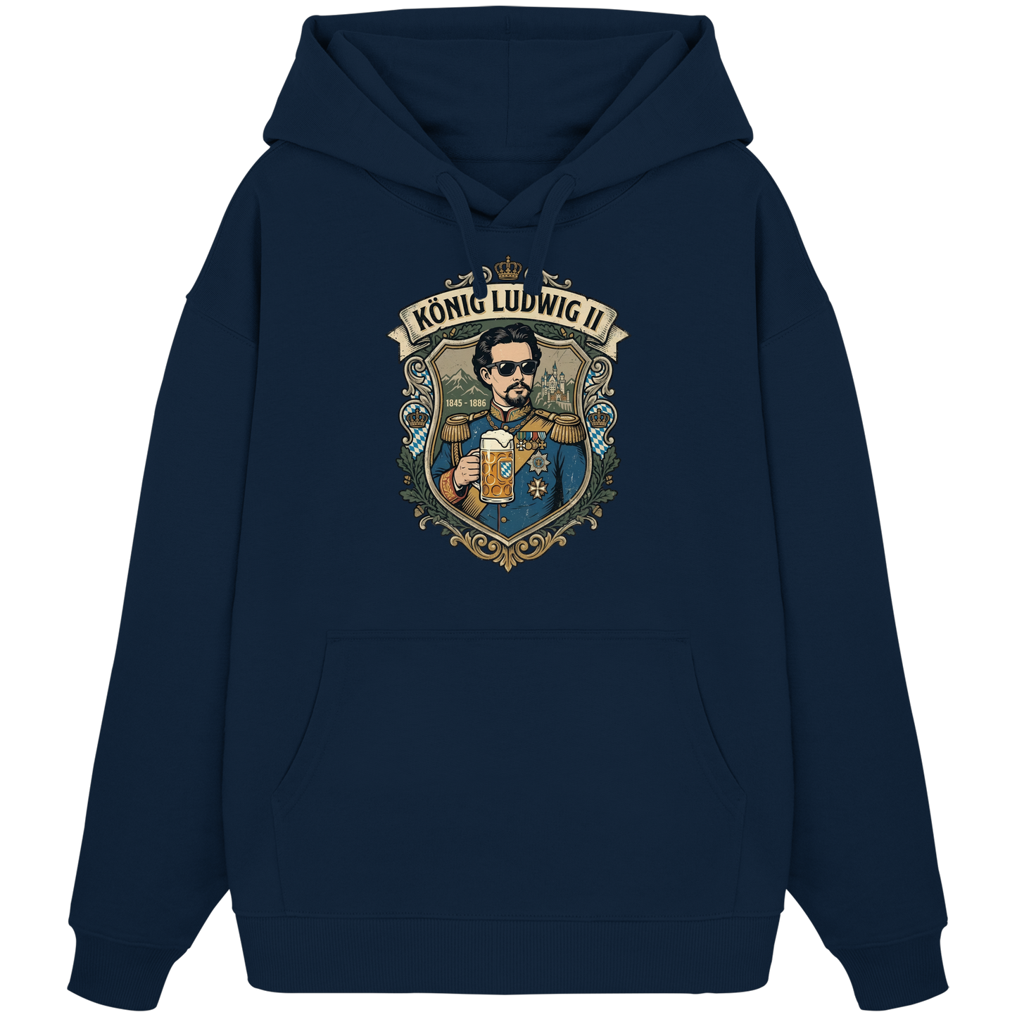 KÖNIG LUDWIG II - Organic Oversize Hoodie - BayrischerHumor
