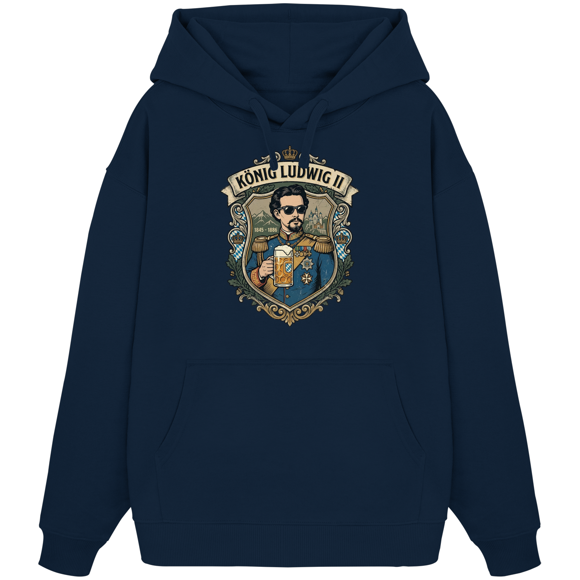 KÖNIG LUDWIG II - Organic Oversize Hoodie - BayrischerHumor