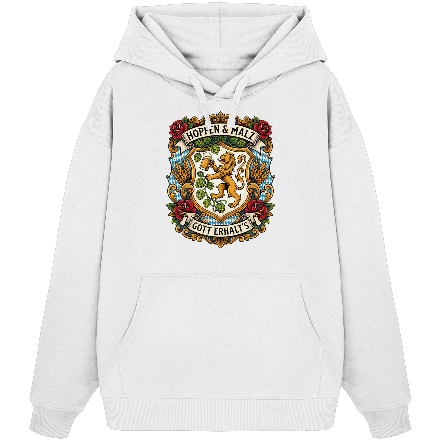 HOPFEN & MALZ - GOTT ERHALT`S - Organic Oversize Hoodie - BayrischerHumor