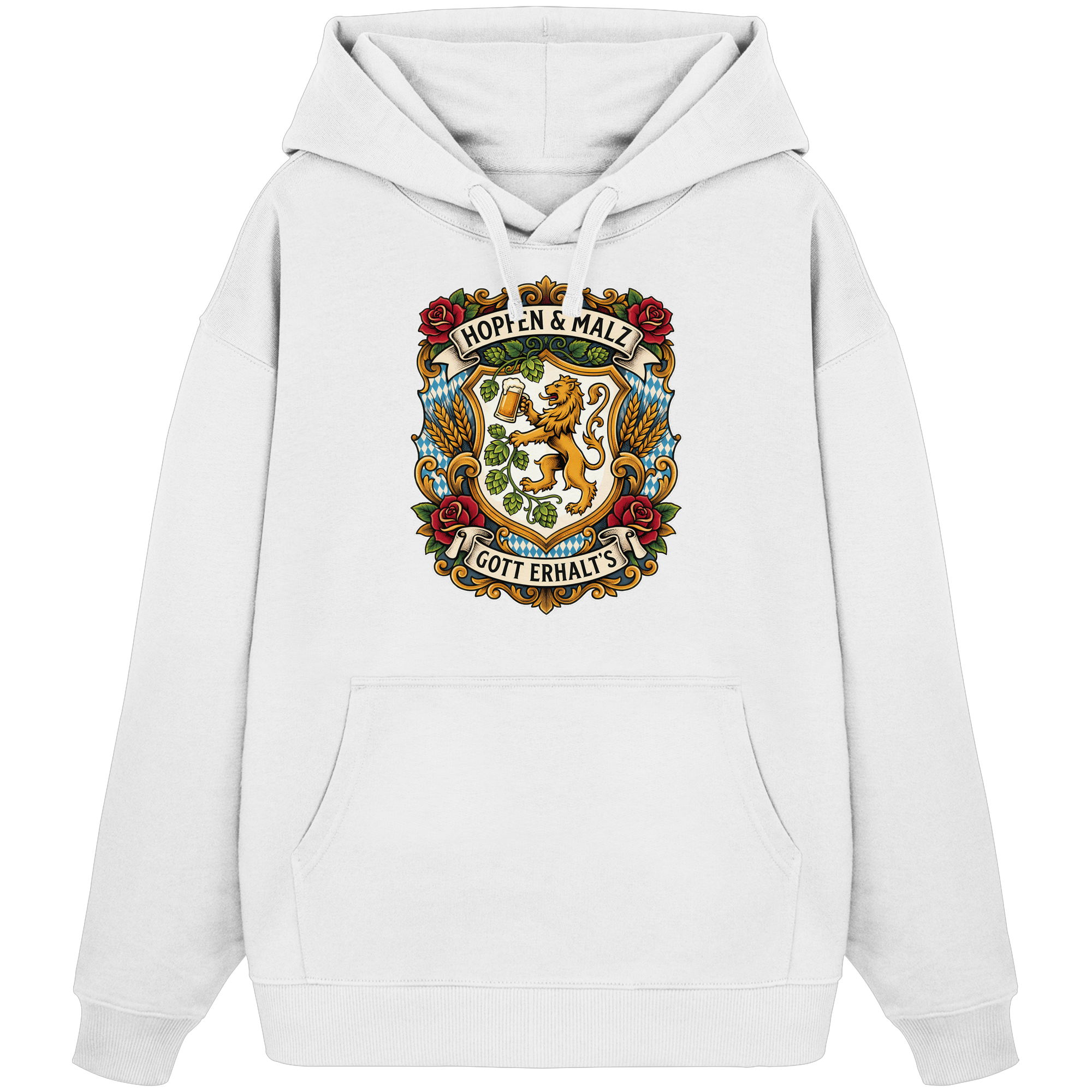 HOPFEN & MALZ - GOTT ERHALT`S - Organic Oversize Hoodie - BayrischerHumor
