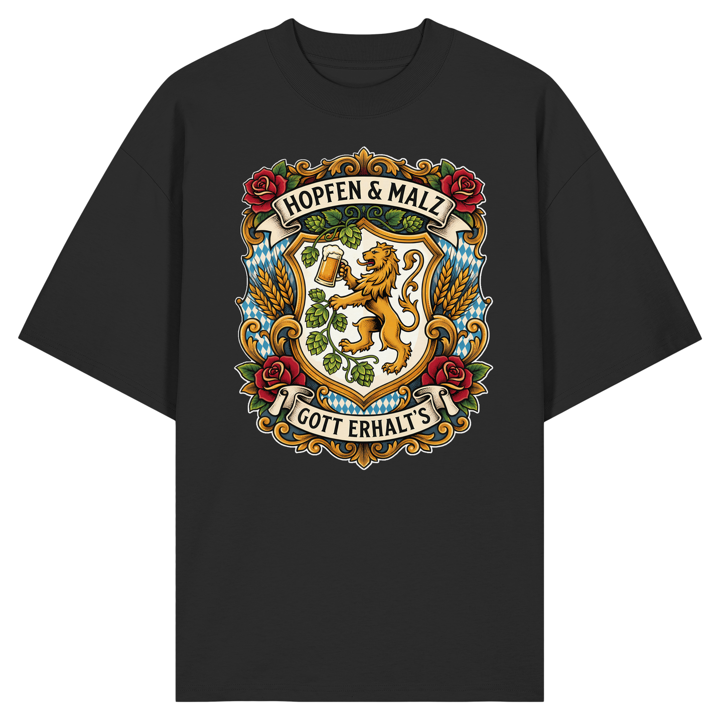 HOPFEN & MALZ - GOTT ERHALT`S - Organic Oversize Shirt - BayrischerHumor