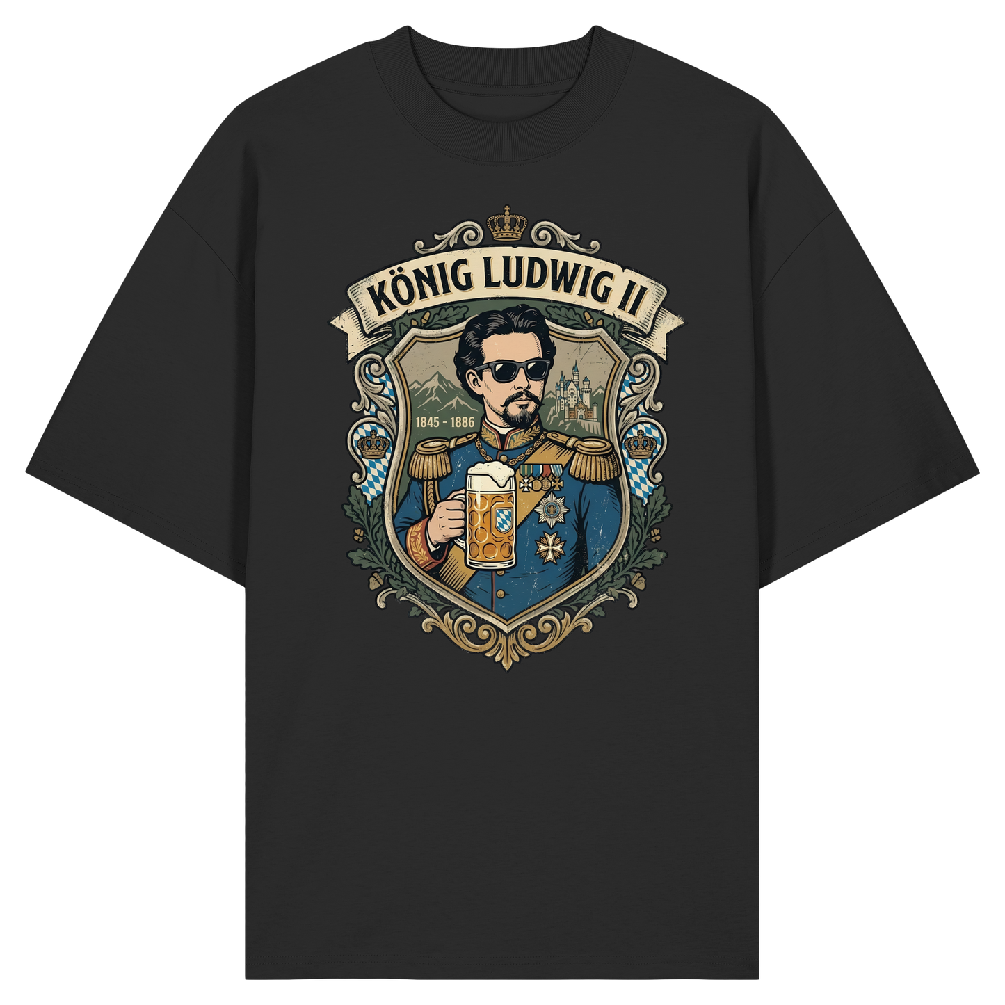KÖNIG LUDWIG II - Organic Oversize Shirt - BayrischerHumor