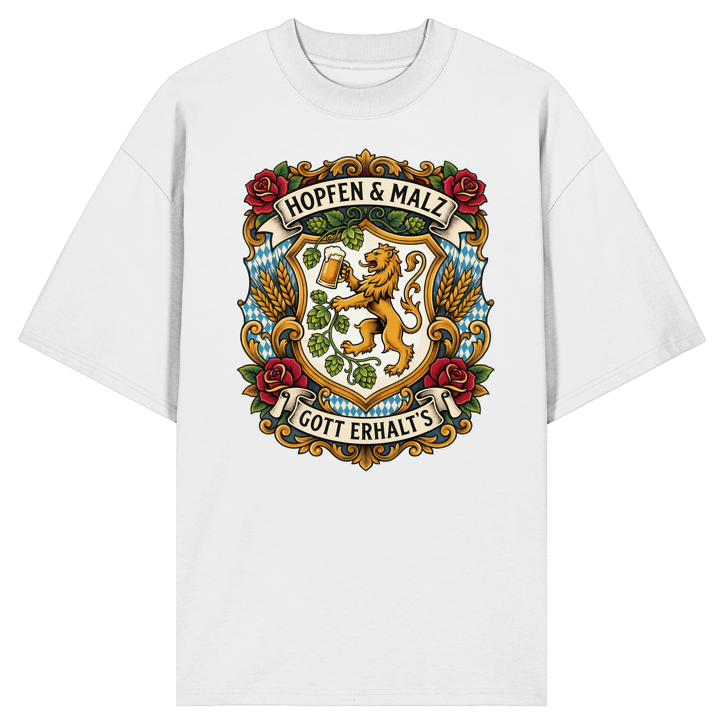 HOPFEN & MALZ - GOTT ERHALT`S - Organic Oversize Shirt - BayrischerHumor