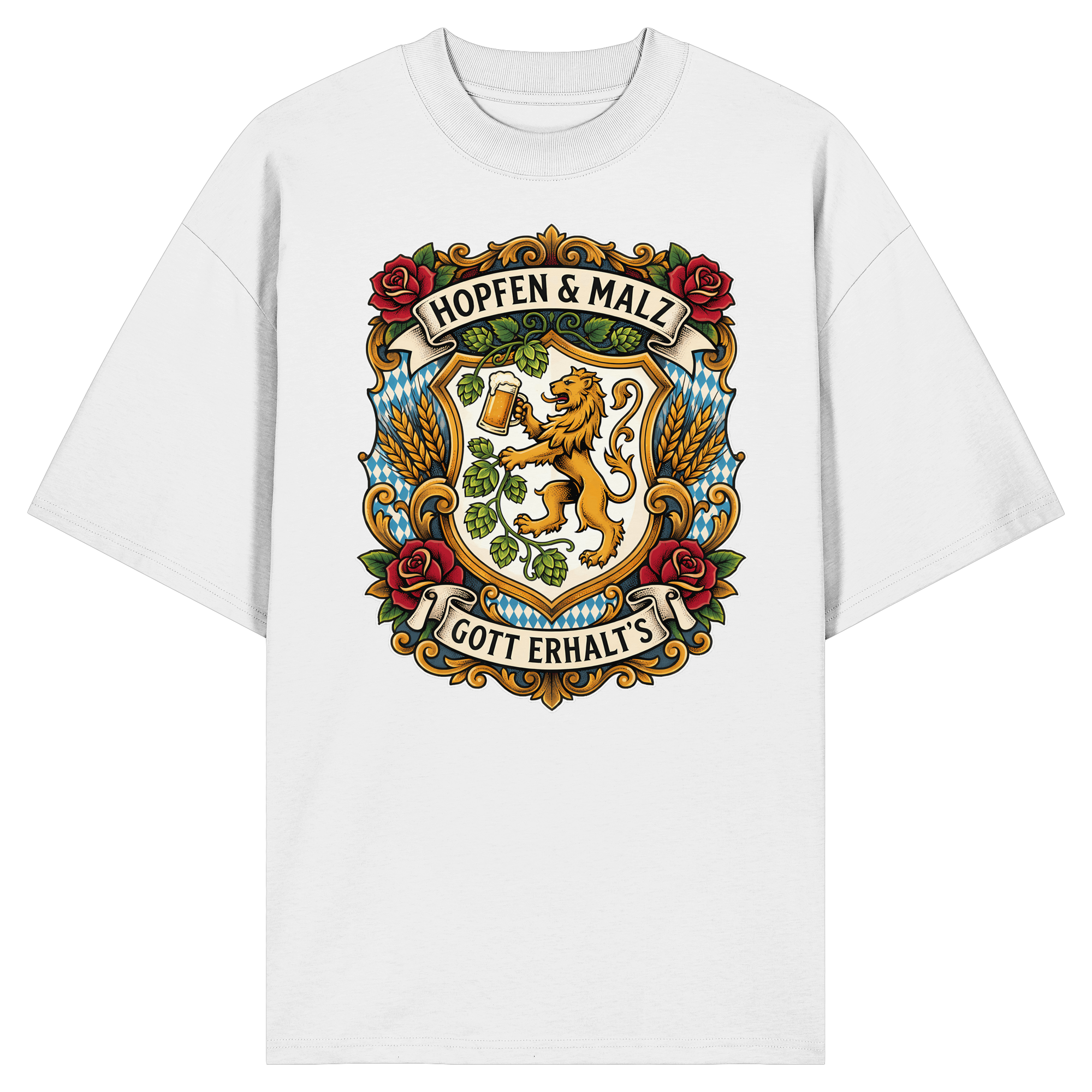 HOPFEN & MALZ - GOTT ERHALT`S - Organic Oversize Shirt - BayrischerHumor