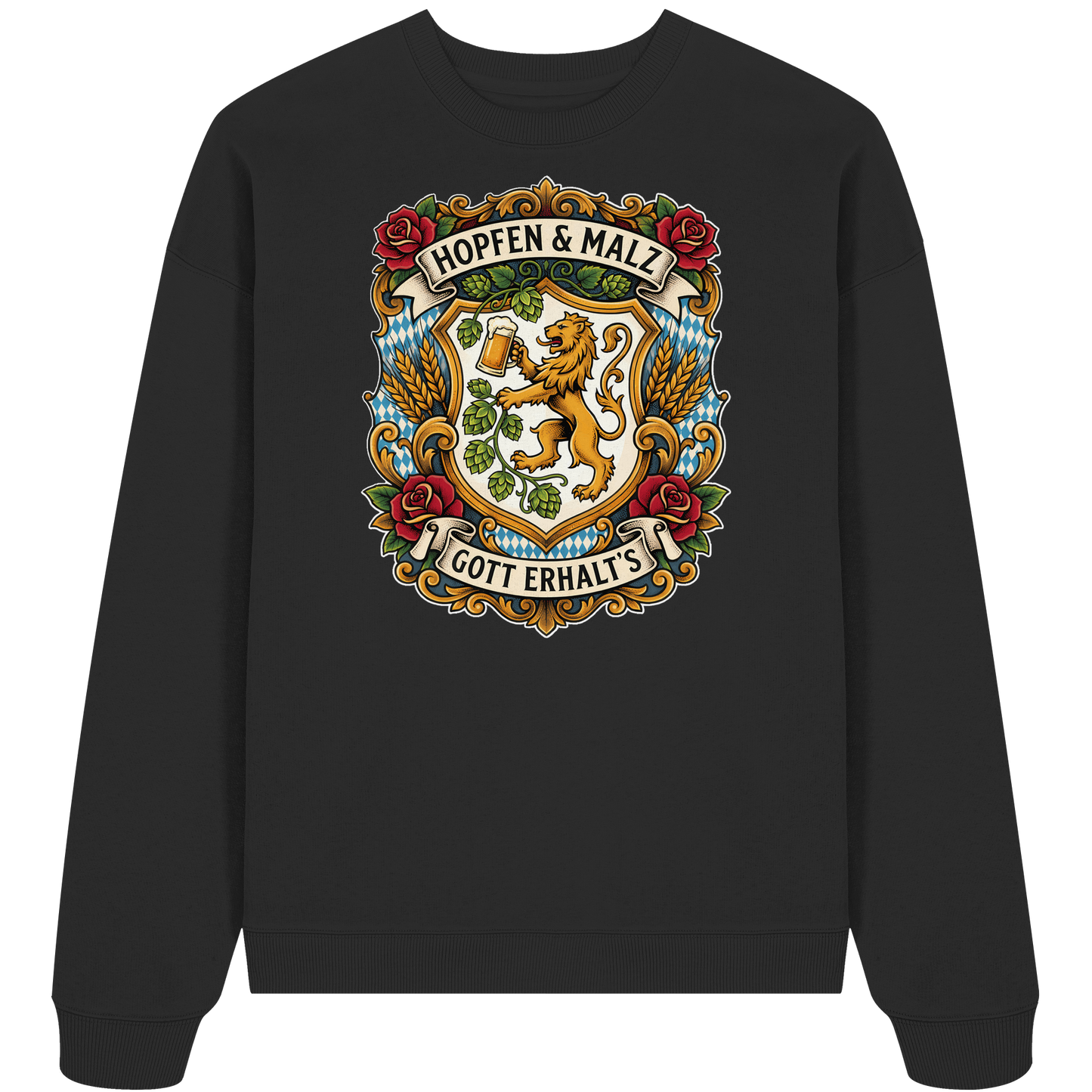 HOPFEN & MALZ - GOTT ERHALT`S - Organic Oversize Sweatshirt - BayrischerHumor