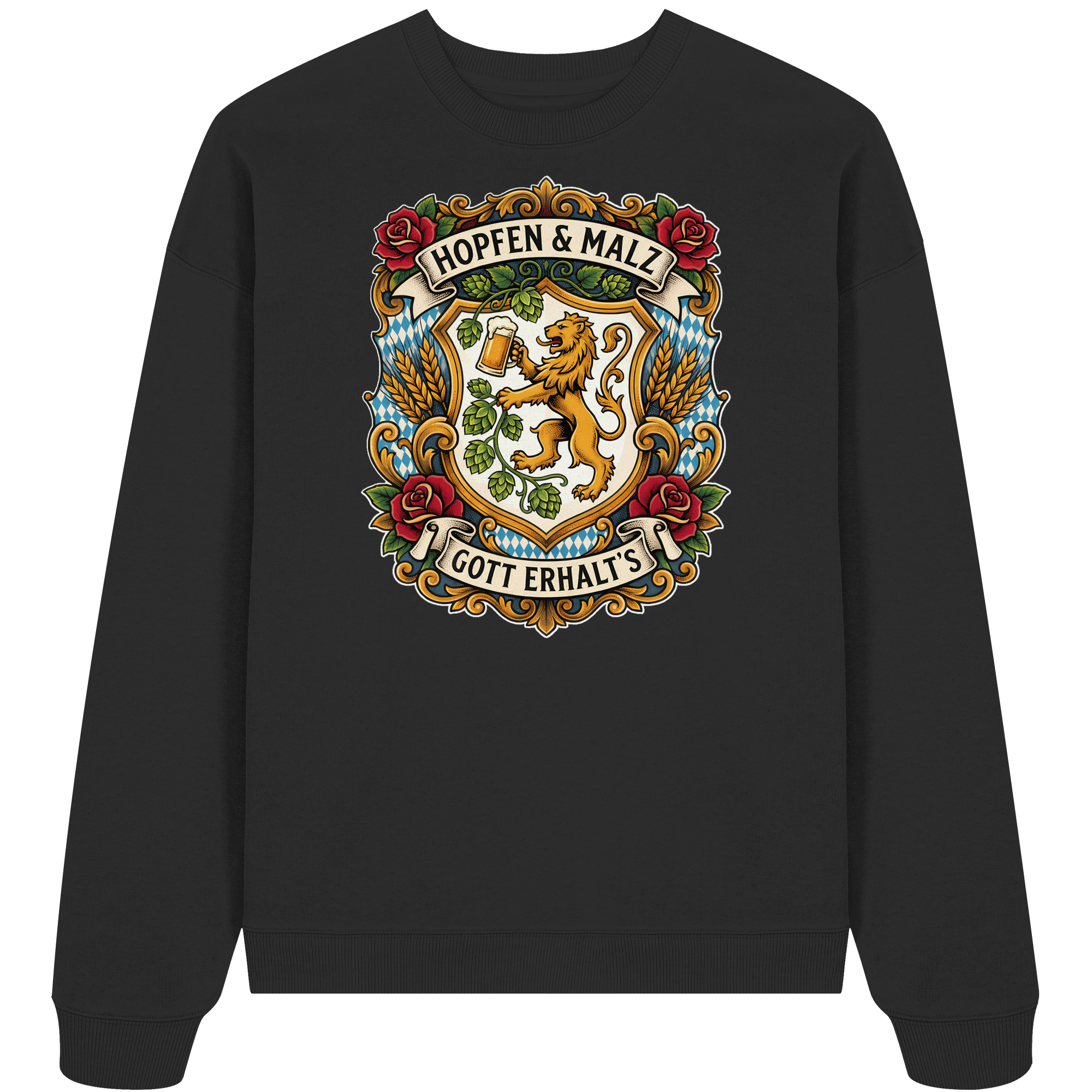 HOPFEN & MALZ - GOTT ERHALT`S - Organic Oversize Sweatshirt - BayrischerHumor