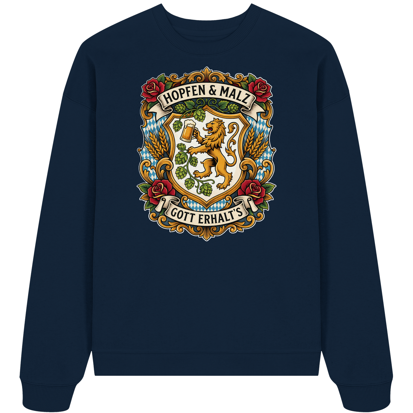 HOPFEN & MALZ - GOTT ERHALT`S - Organic Oversize Sweatshirt - BayrischerHumor