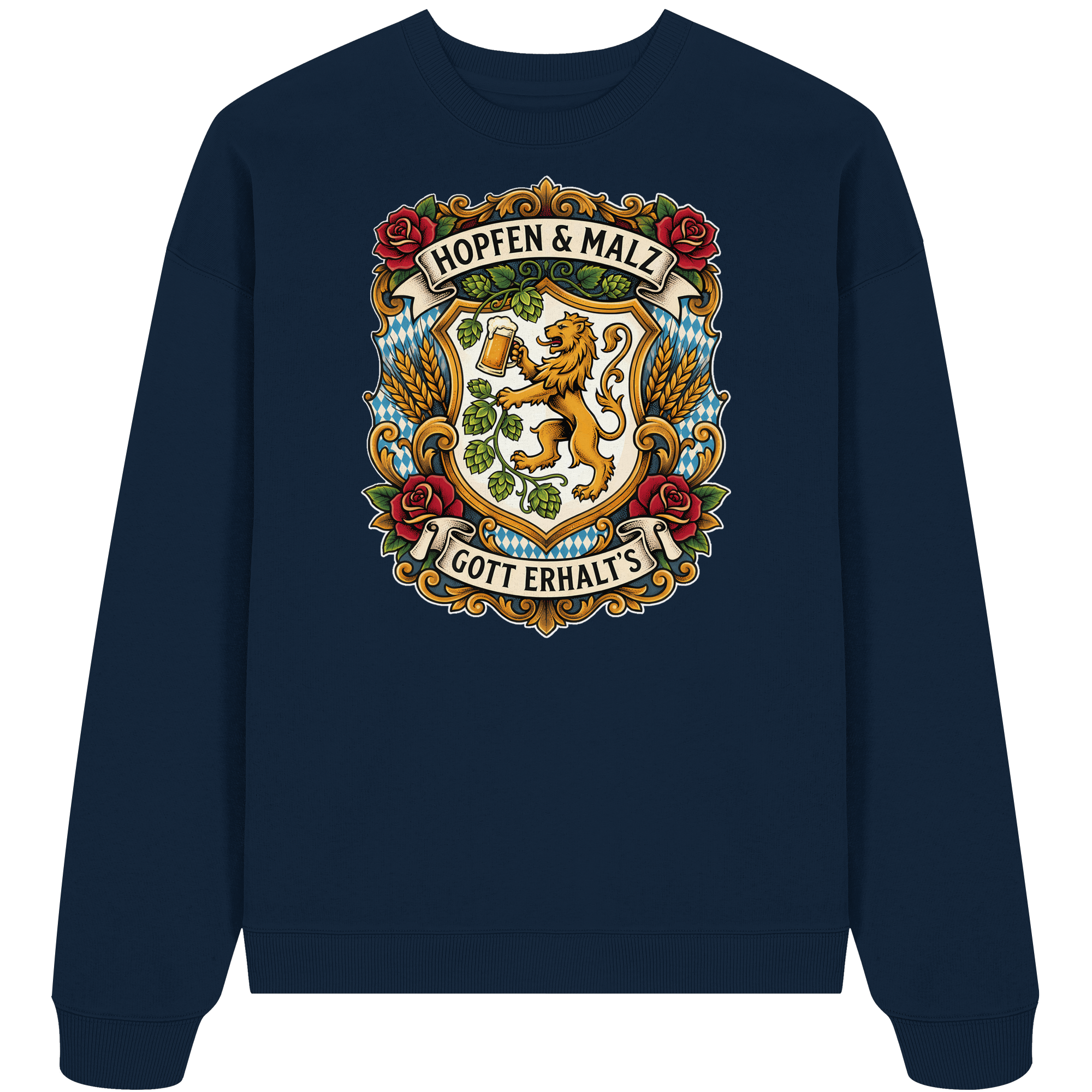 HOPFEN & MALZ - GOTT ERHALT`S - Organic Oversize Sweatshirt - BayrischerHumor