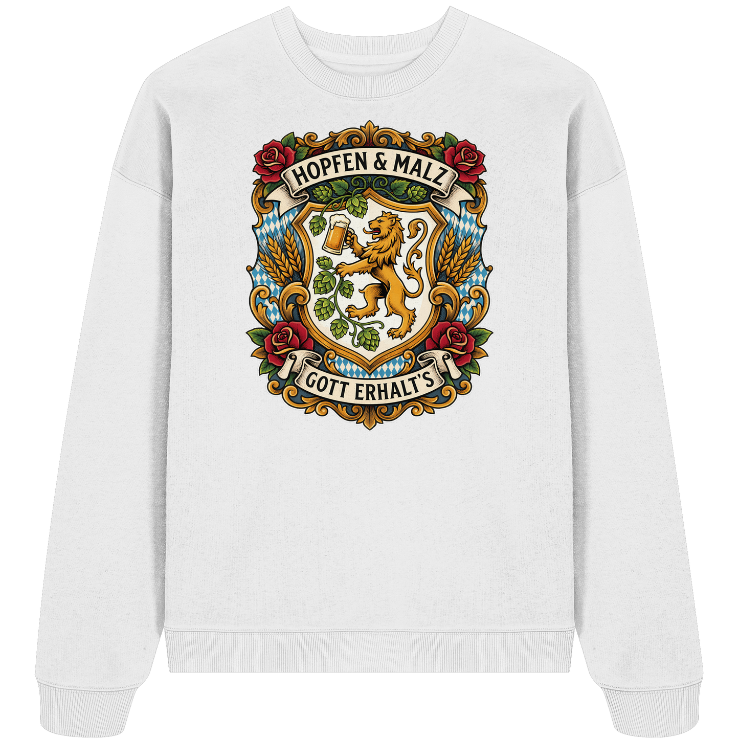 HOPFEN & MALZ - GOTT ERHALT`S - Organic Oversize Sweatshirt - BayrischerHumor