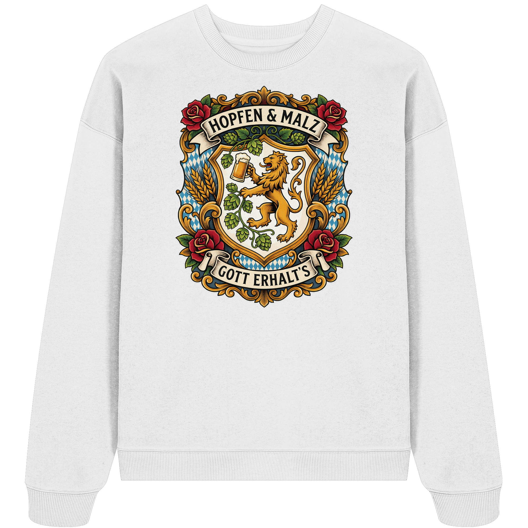 HOPFEN & MALZ - GOTT ERHALT`S - Organic Oversize Sweatshirt - BayrischerHumor