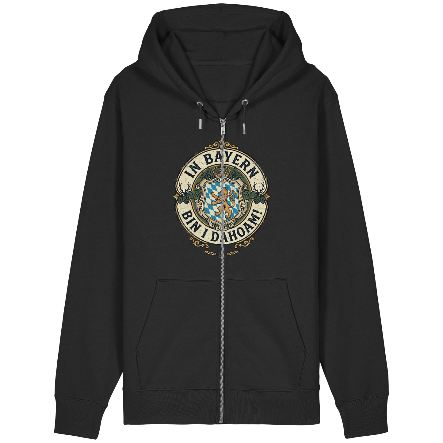 IN BAYERN BIN I DAHOAM! - Organic Relaxed Zipper - BayrischerHumor