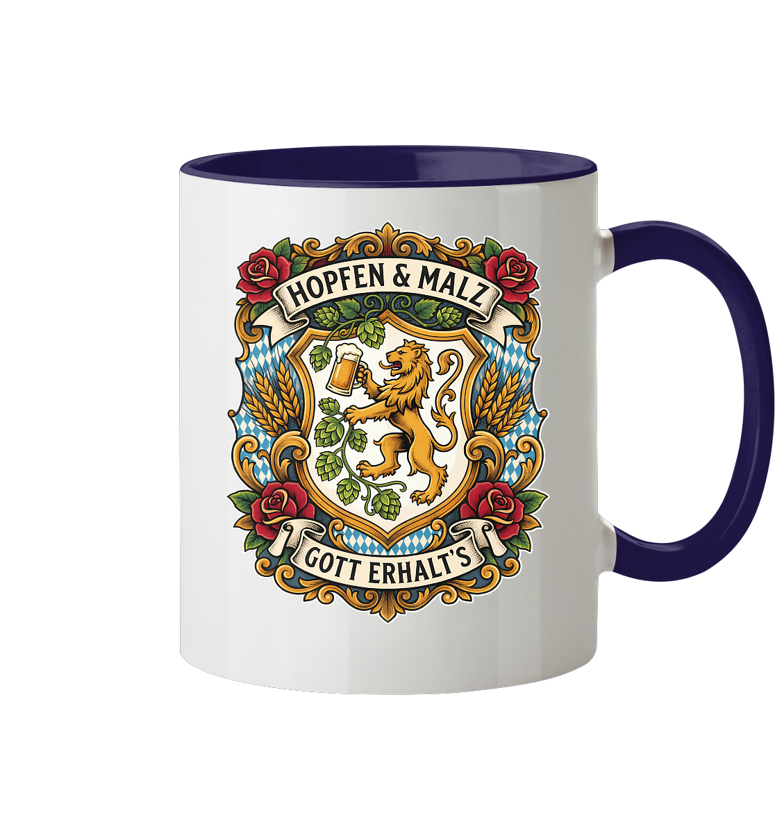 HOPFEN & MALZ - GOTT ERHALT`S - Tasse zweifarbig - BayrischerHumor