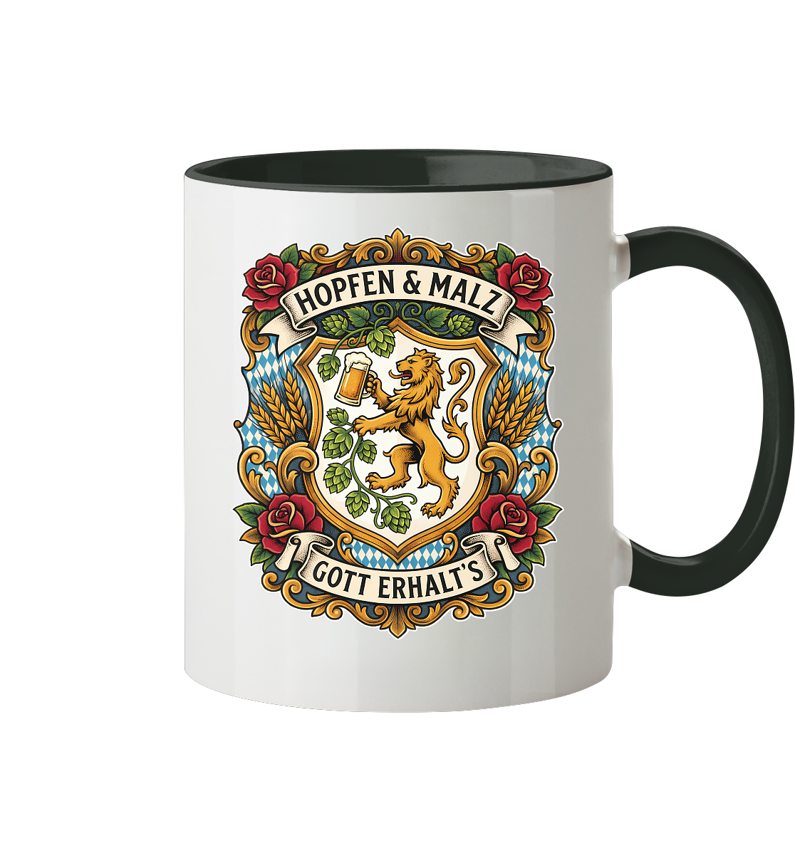 HOPFEN & MALZ - GOTT ERHALT`S - Tasse zweifarbig - BayrischerHumor