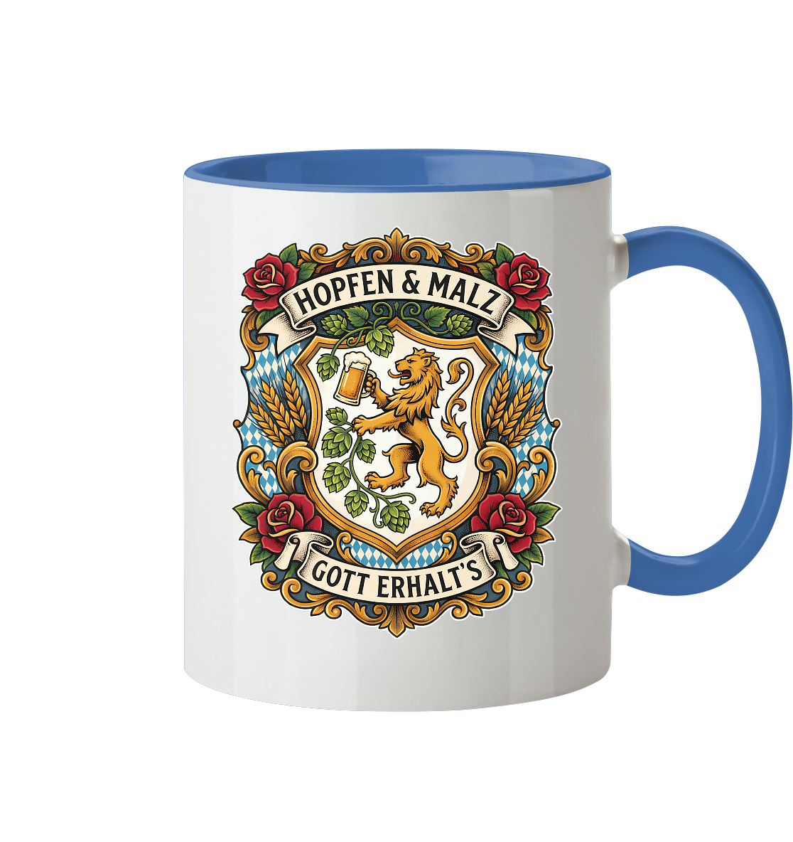 HOPFEN & MALZ - GOTT ERHALT`S - Tasse zweifarbig - BayrischerHumor