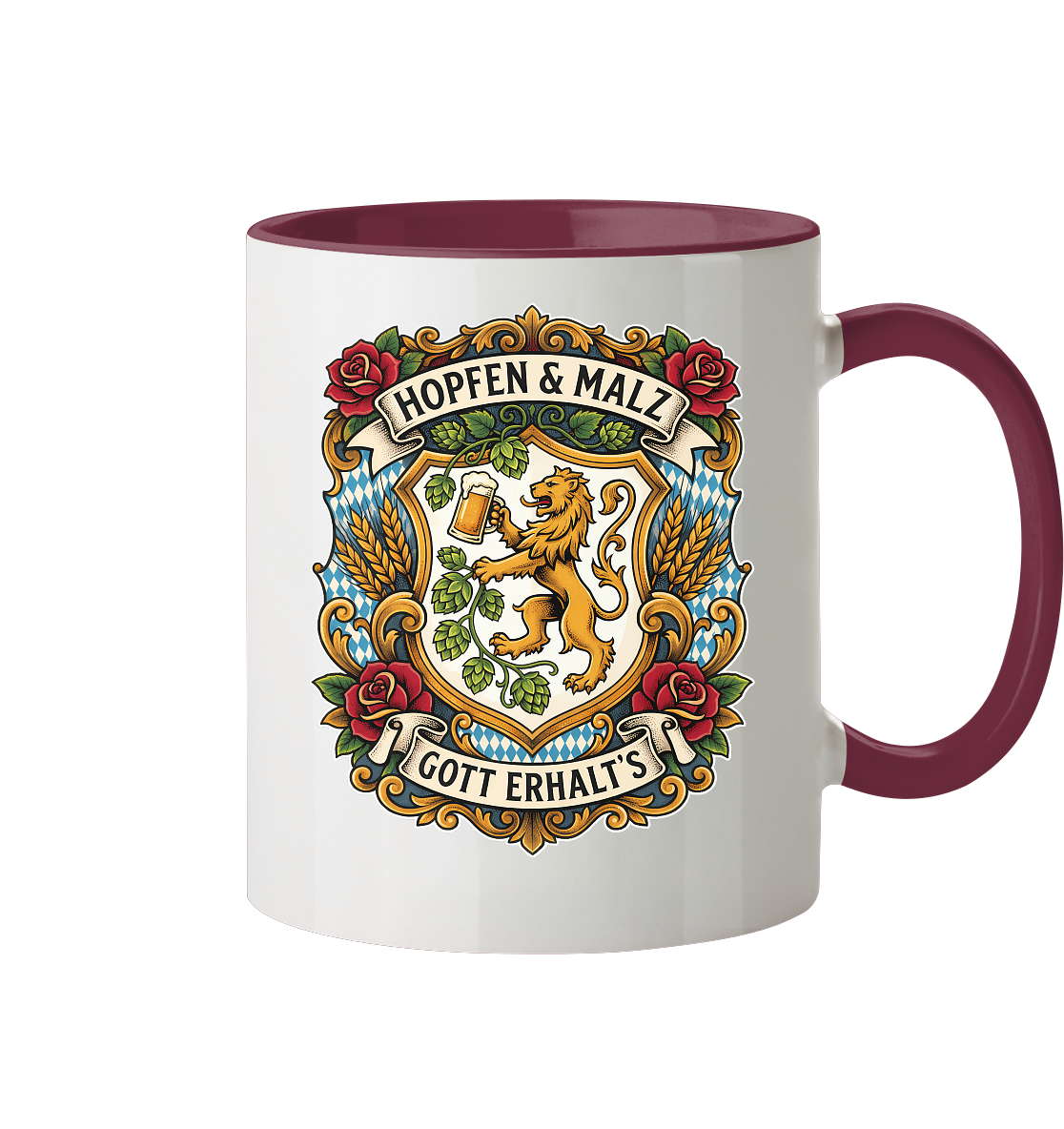 HOPFEN & MALZ - GOTT ERHALT`S - Tasse zweifarbig - BayrischerHumor