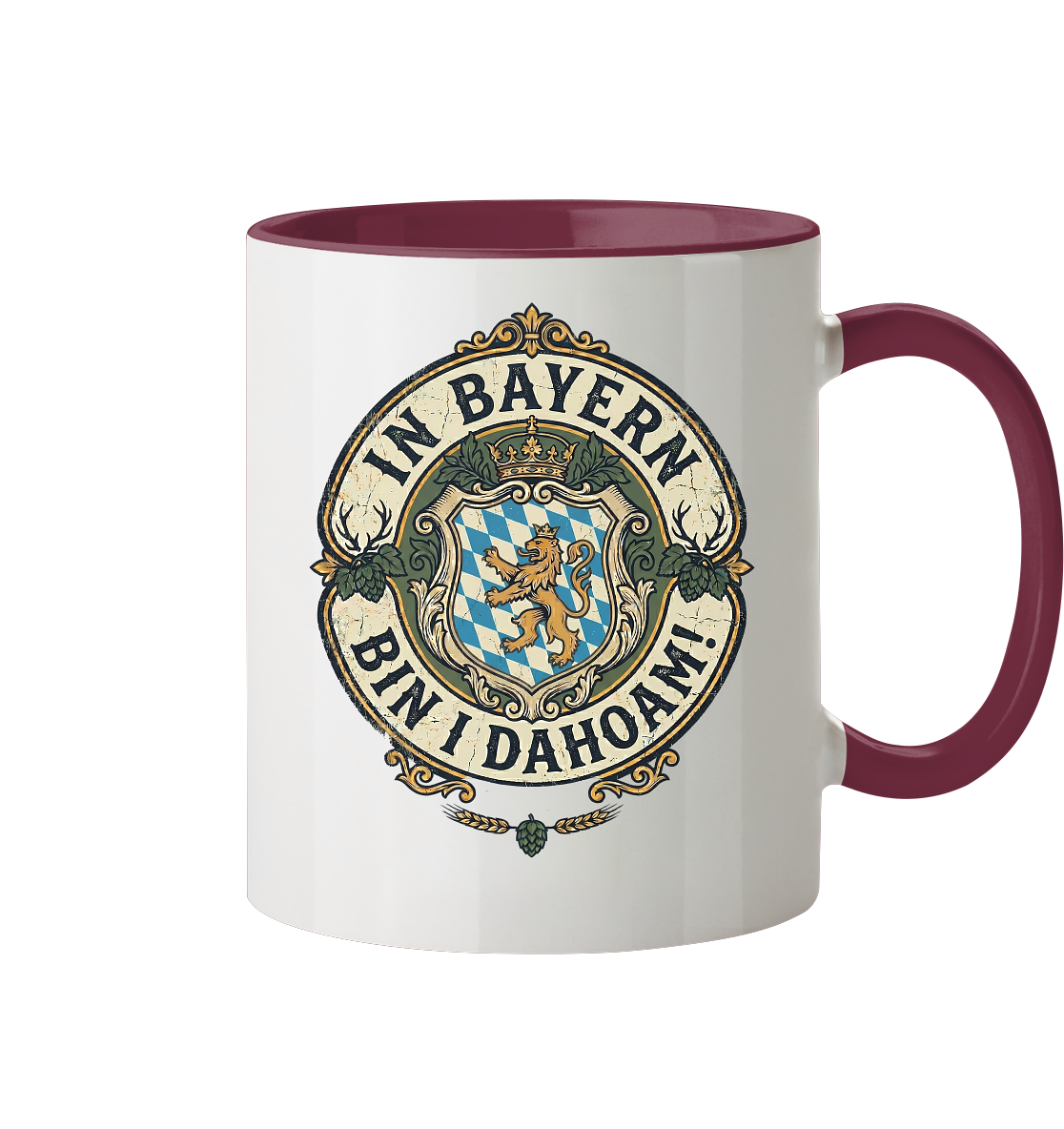 IN BAYERN BIN I DAHOAM! - Tasse zweifarbig - BayrischerHumor