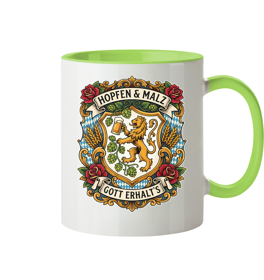 HOPFEN & MALZ - GOTT ERHALT`S - Tasse zweifarbig - BayrischerHumor