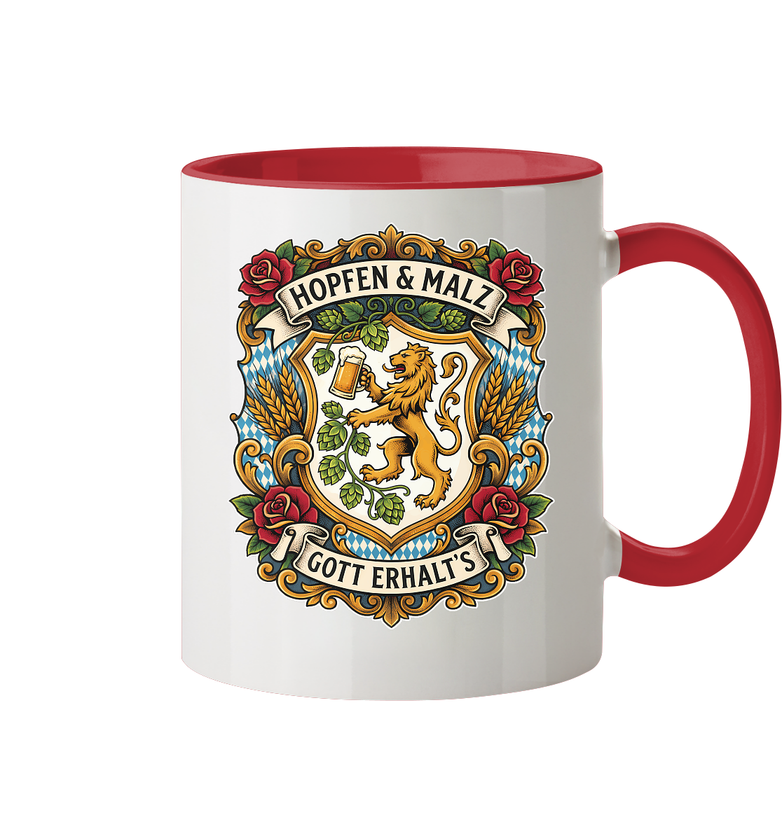 HOPFEN & MALZ - GOTT ERHALT`S - Tasse zweifarbig - BayrischerHumor