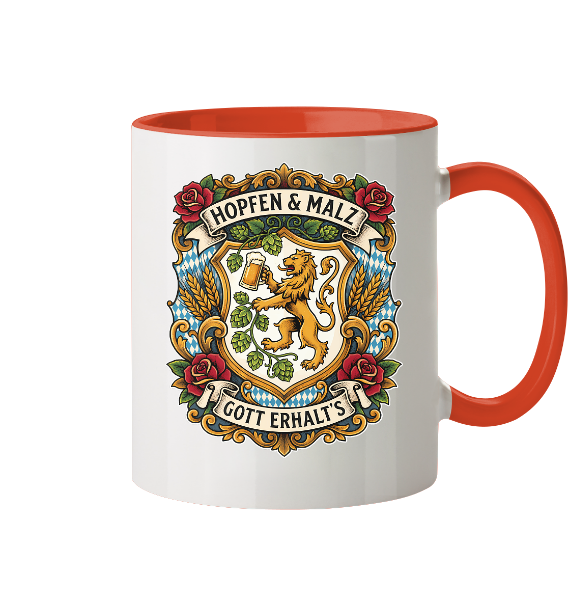 HOPFEN & MALZ - GOTT ERHALT`S - Tasse zweifarbig - BayrischerHumor