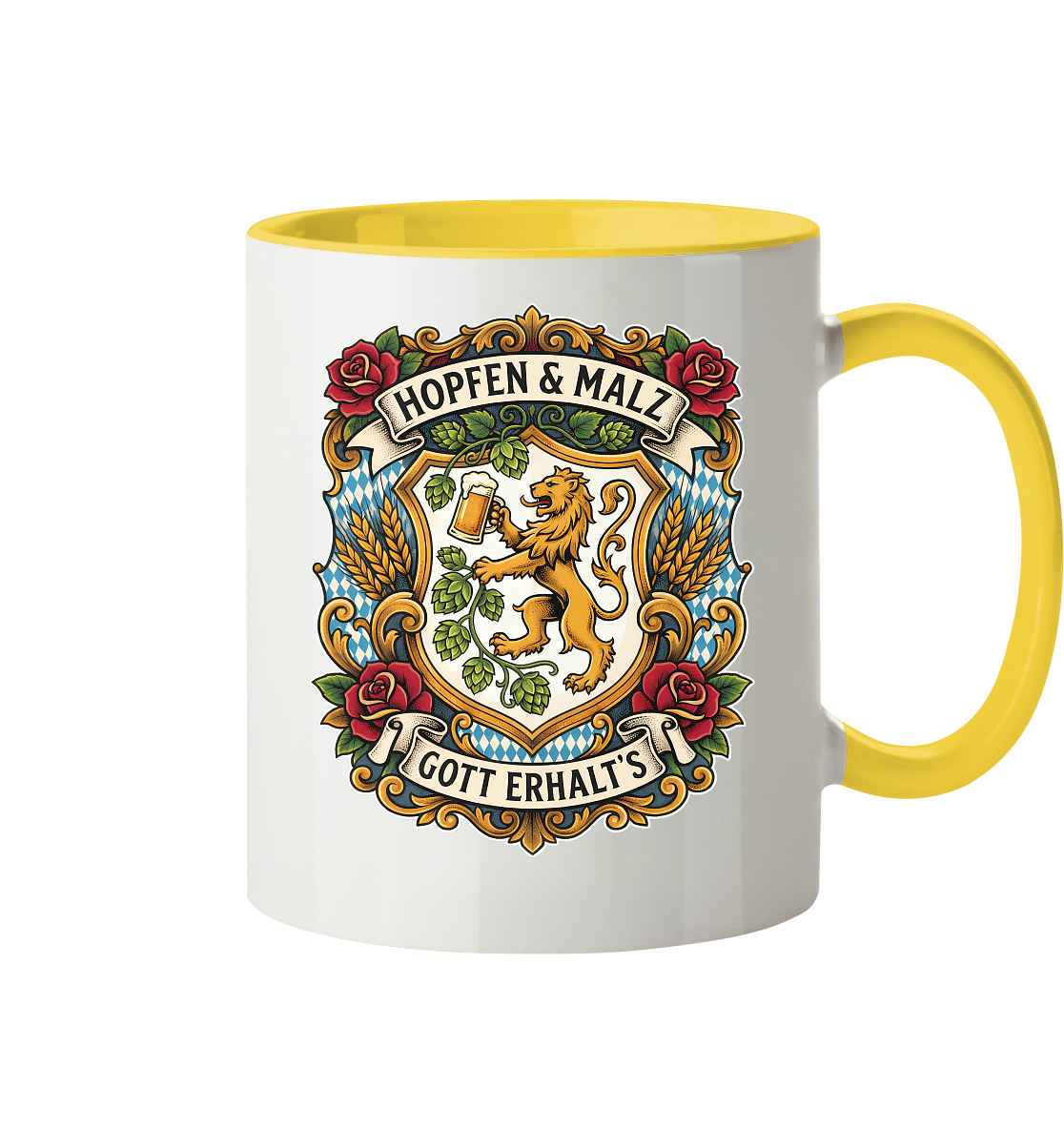 HOPFEN & MALZ - GOTT ERHALT`S - Tasse zweifarbig - BayrischerHumor