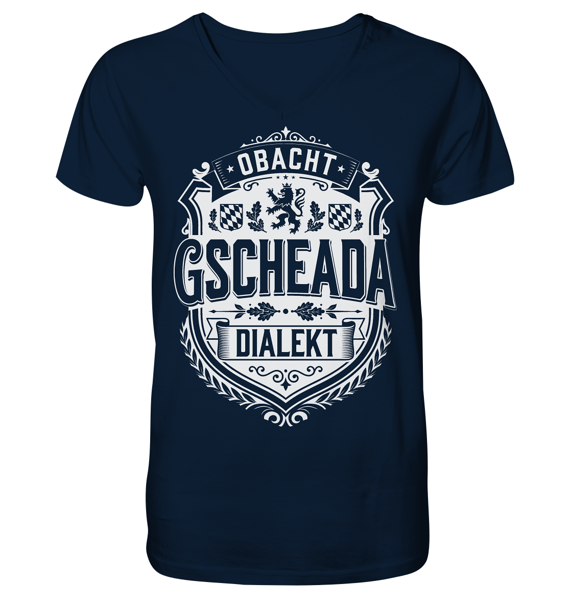OBACHT GSCHEADA DIALEKT - V-Neck Shirt - BayrischerHumor