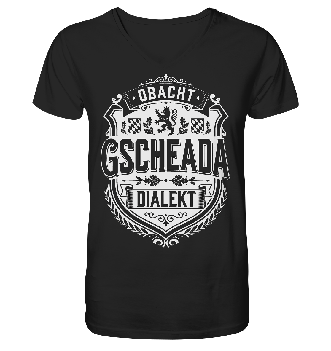 OBACHT GSCHEADA DIALEKT - V-Neck Shirt - BayrischerHumor