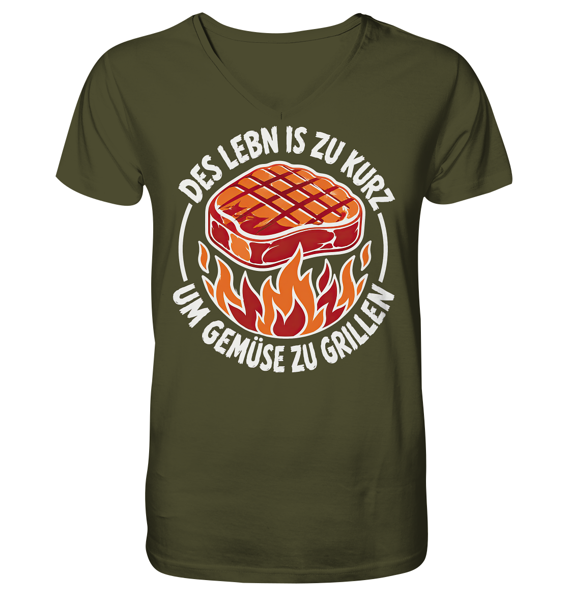 DES LEBN IS ZU KURZ - UM GEMÜSE ZU GRILLEN - V-Neck Shirt