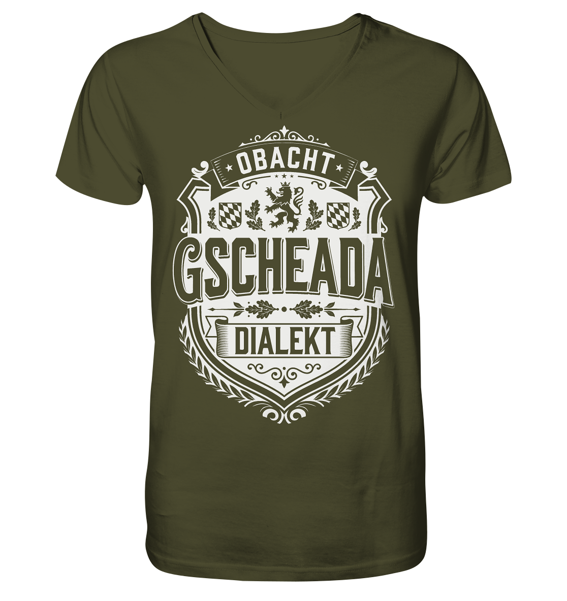 OBACHT GSCHEADA DIALEKT - V-Neck Shirt - BayrischerHumor