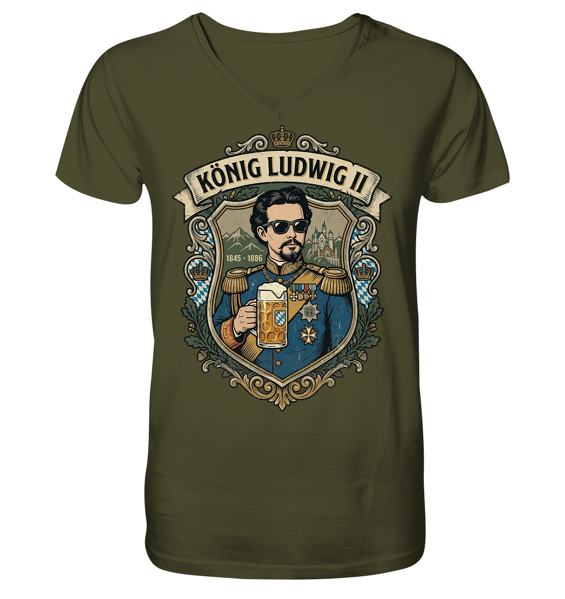 KÖNIG LUDWIG II - V-Neck Shirt - BayrischerHumor