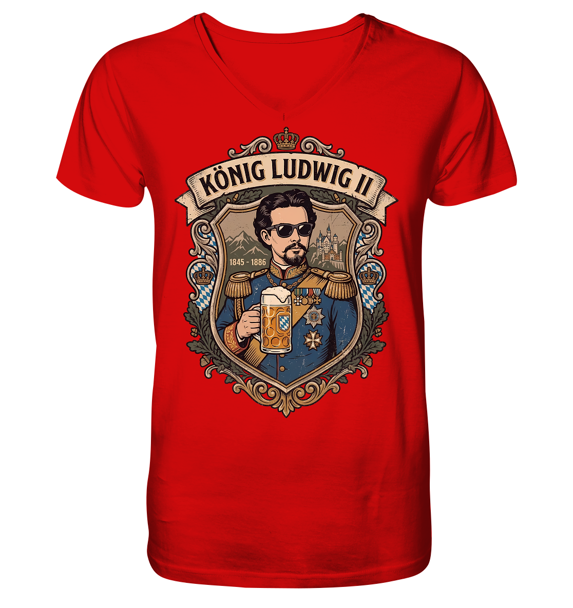 KÖNIG LUDWIG II - V-Neck Shirt - BayrischerHumor