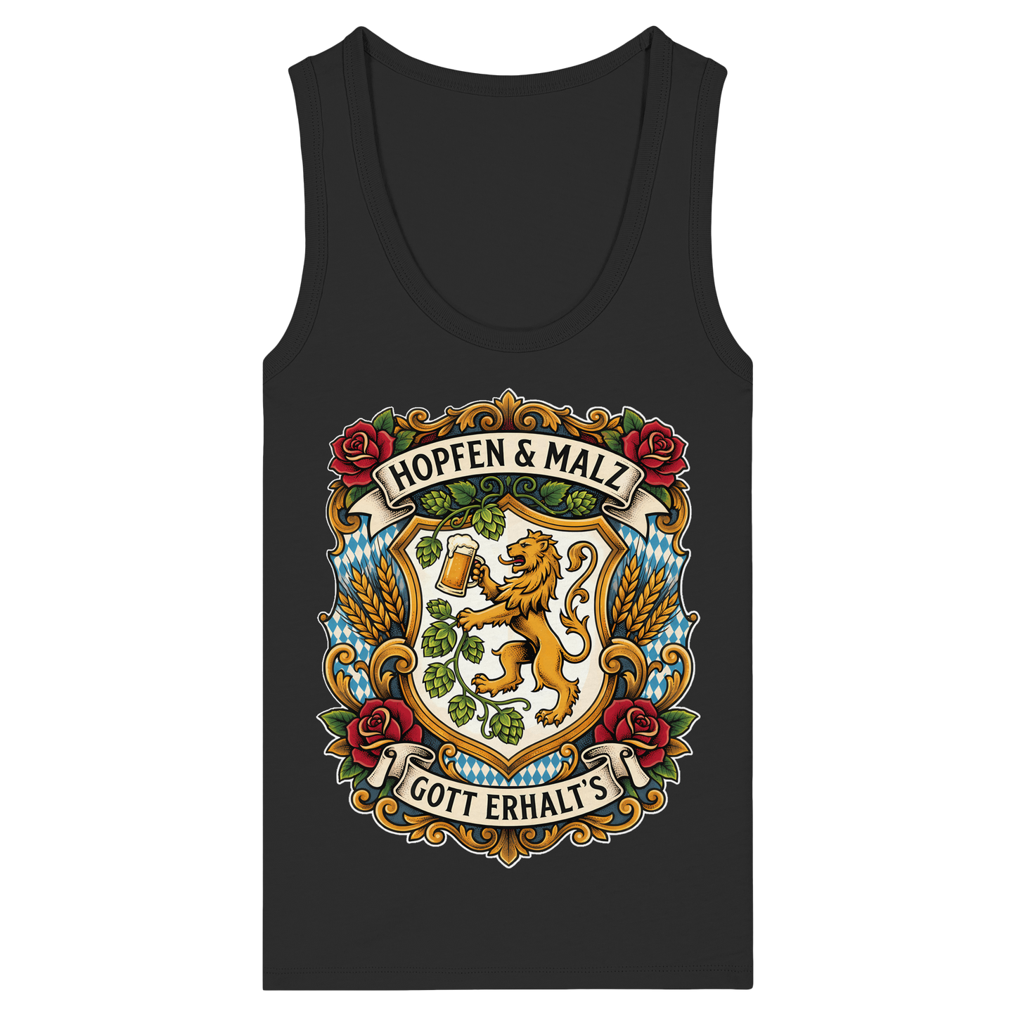 HOPFEN & MALZ - GOTT ERHALT`S - Womens Organic Fitted Tank Top - BayrischerHumor