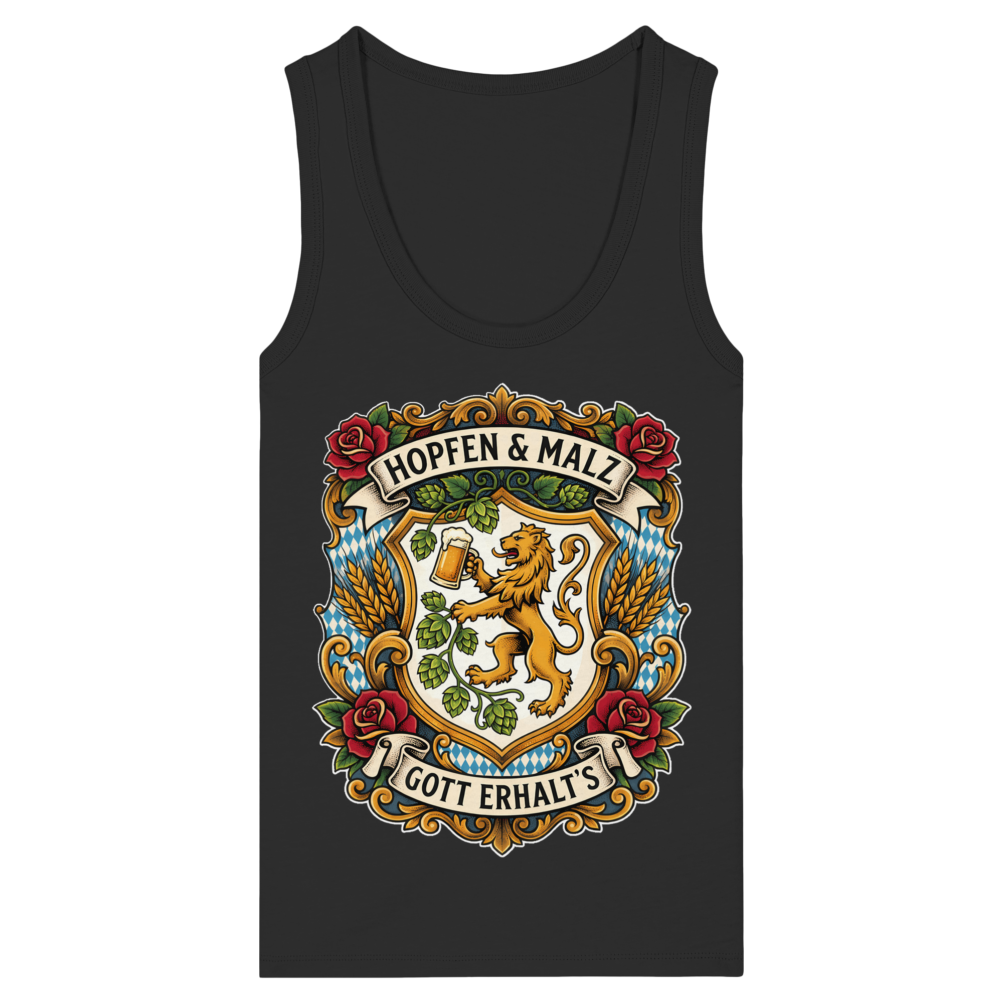 HOPFEN & MALZ - GOTT ERHALT`S - Womens Organic Fitted Tank Top - BayrischerHumor
