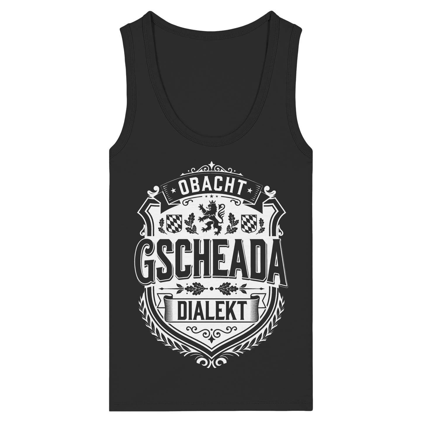 OBACHT GSCHEADA DIALEKT - Womens Organic Fitted Tank Top - BayrischerHumor