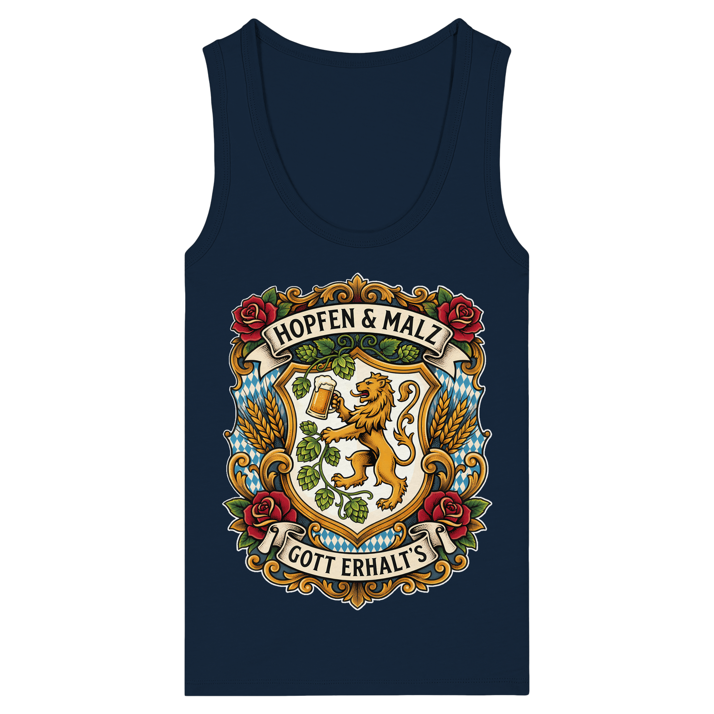 HOPFEN & MALZ - GOTT ERHALT`S - Womens Organic Fitted Tank Top - BayrischerHumor