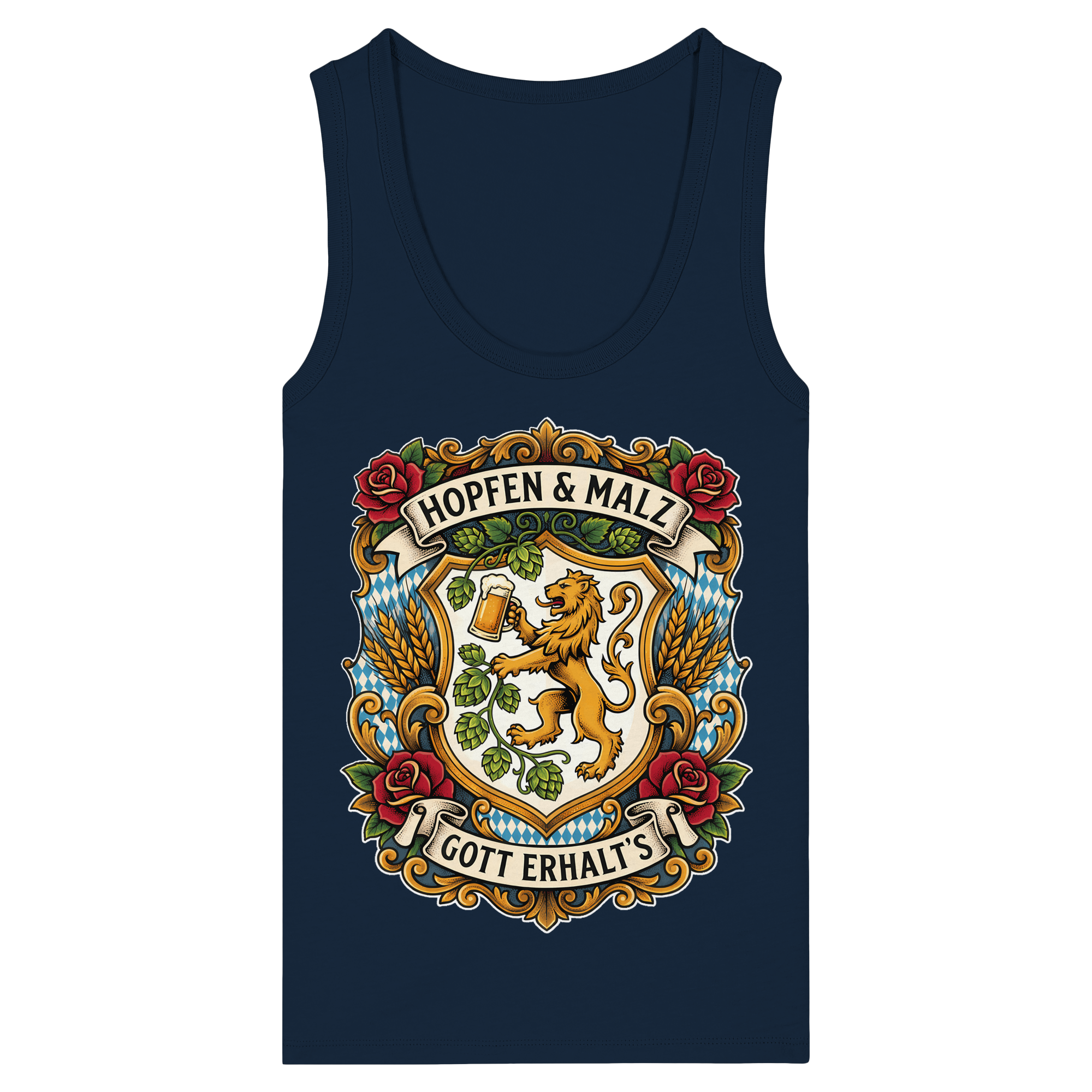 HOPFEN & MALZ - GOTT ERHALT`S - Womens Organic Fitted Tank Top - BayrischerHumor