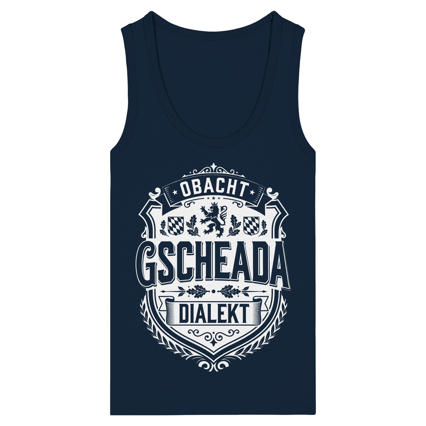 OBACHT GSCHEADA DIALEKT - Womens Organic Fitted Tank Top - BayrischerHumor