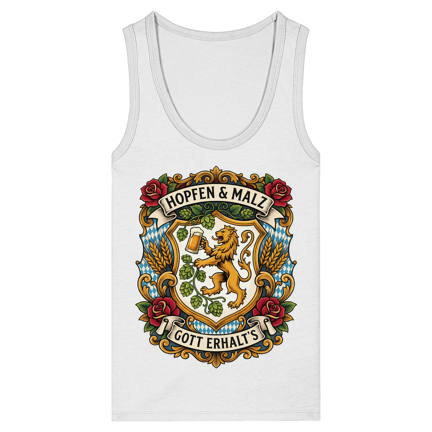 HOPFEN & MALZ - GOTT ERHALT`S - Womens Organic Fitted Tank Top - BayrischerHumor