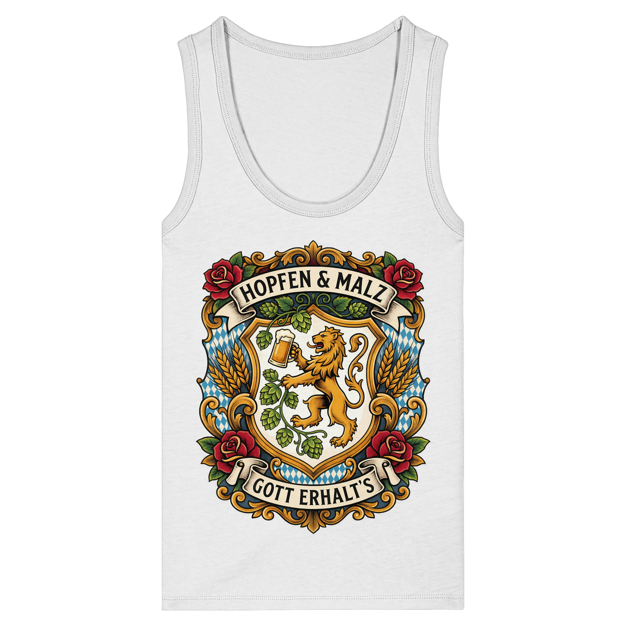 HOPFEN & MALZ - GOTT ERHALT`S - Womens Organic Fitted Tank Top - BayrischerHumor