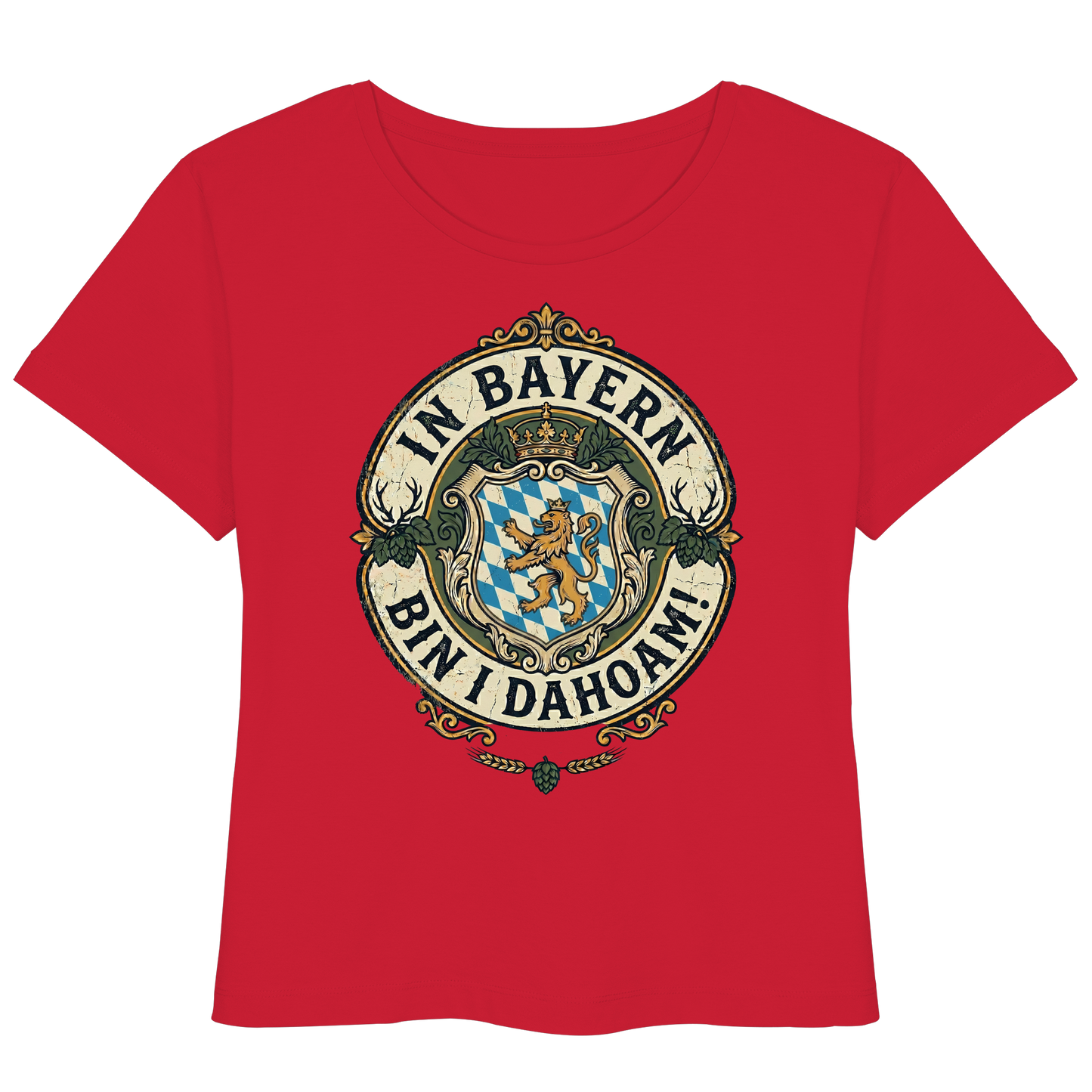 IN BAYERN BIN I DAHOAM! - Womens Organic Lightweight T-Shirt - BayrischerHumor