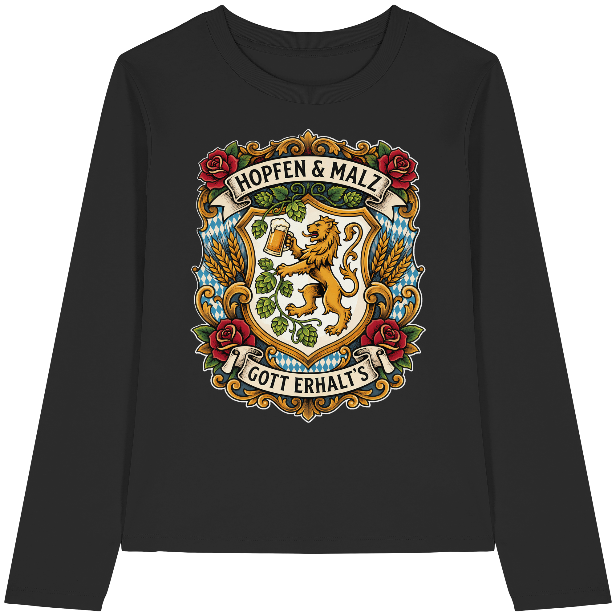 HOPFEN & MALZ - GOTT ERHALT`S - Womens Organic Longsleeve T-Shirt - BayrischerHumor