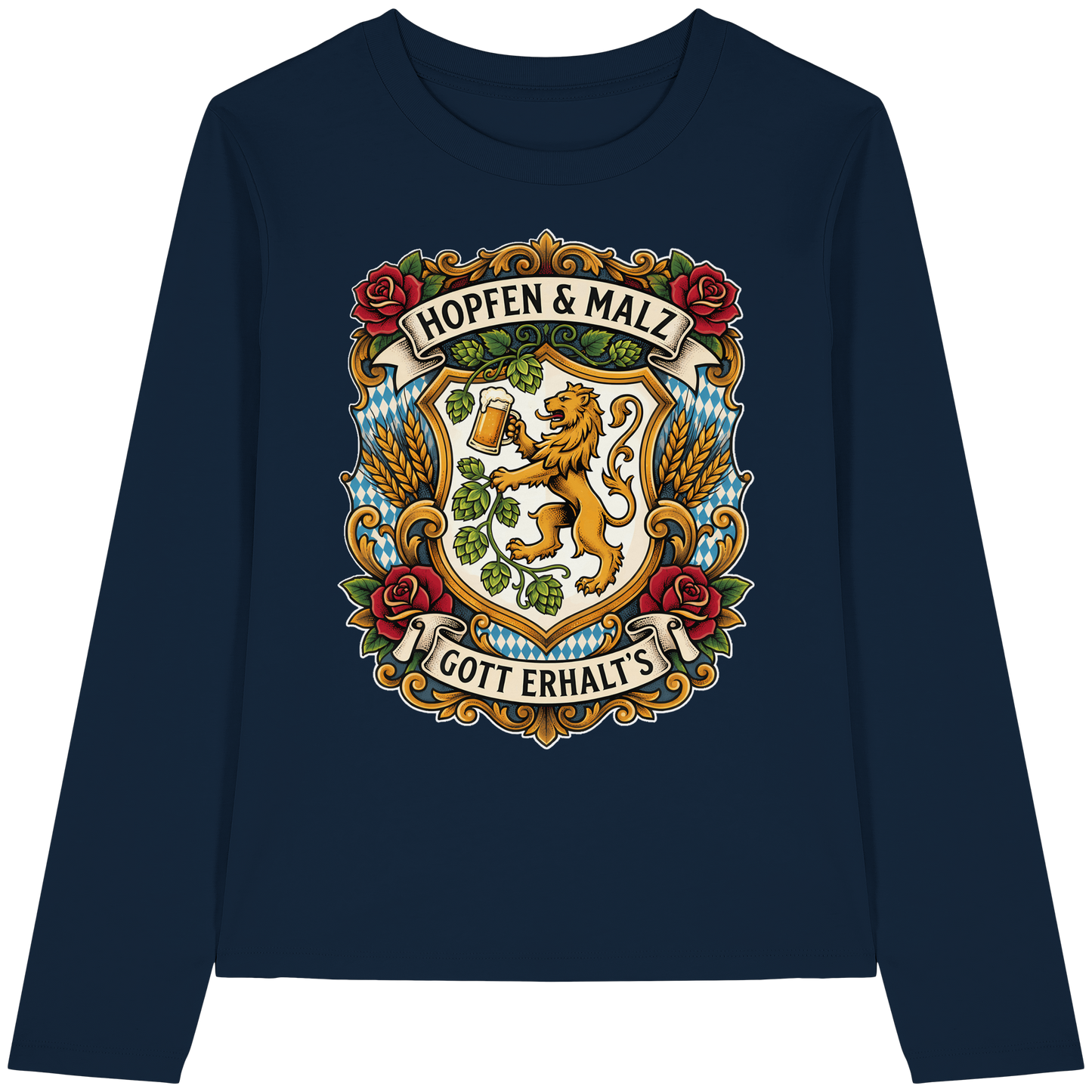 HOPFEN & MALZ - GOTT ERHALT`S - Womens Organic Longsleeve T-Shirt - BayrischerHumor