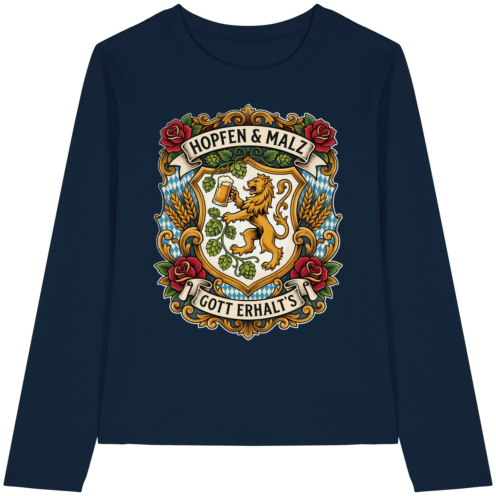 HOPFEN & MALZ - GOTT ERHALT`S - Womens Organic Longsleeve T-Shirt - BayrischerHumor