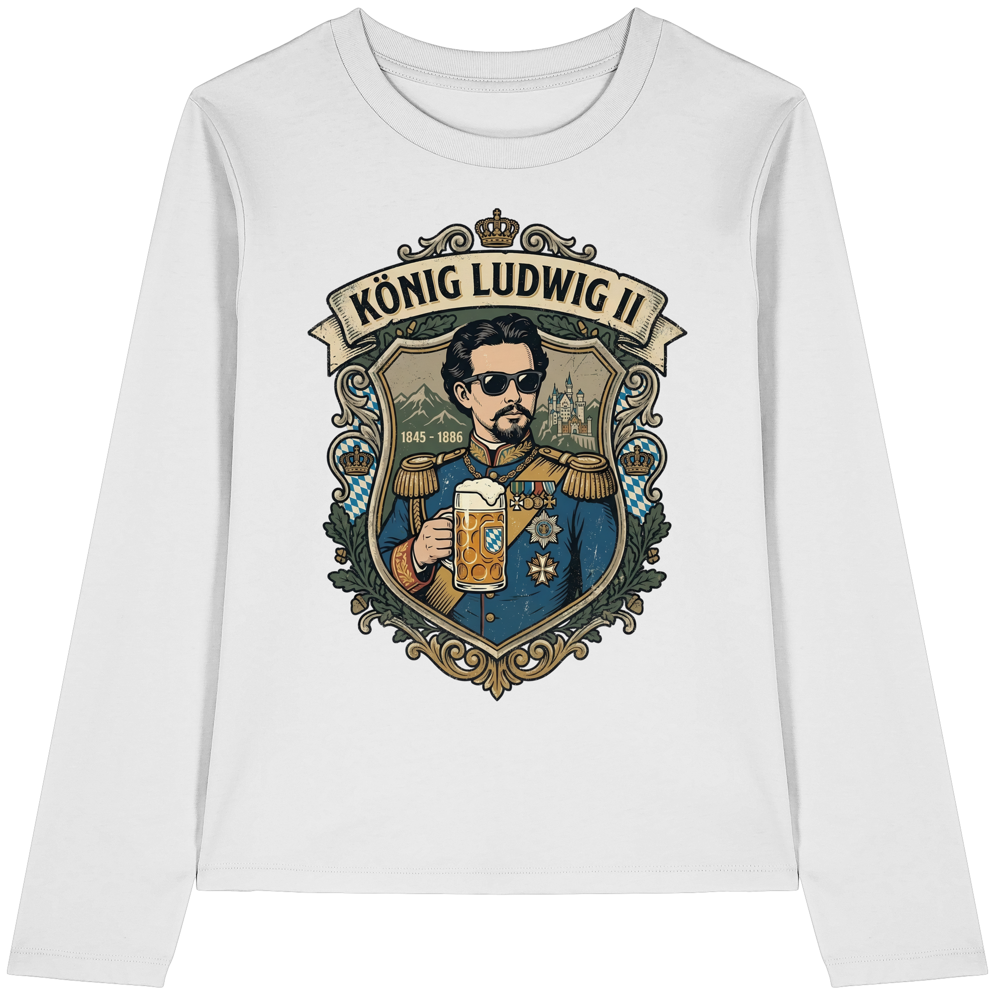 KÖNIG LUDWIG II - Womens Organic Longsleeve T-Shirt - BayrischerHumor