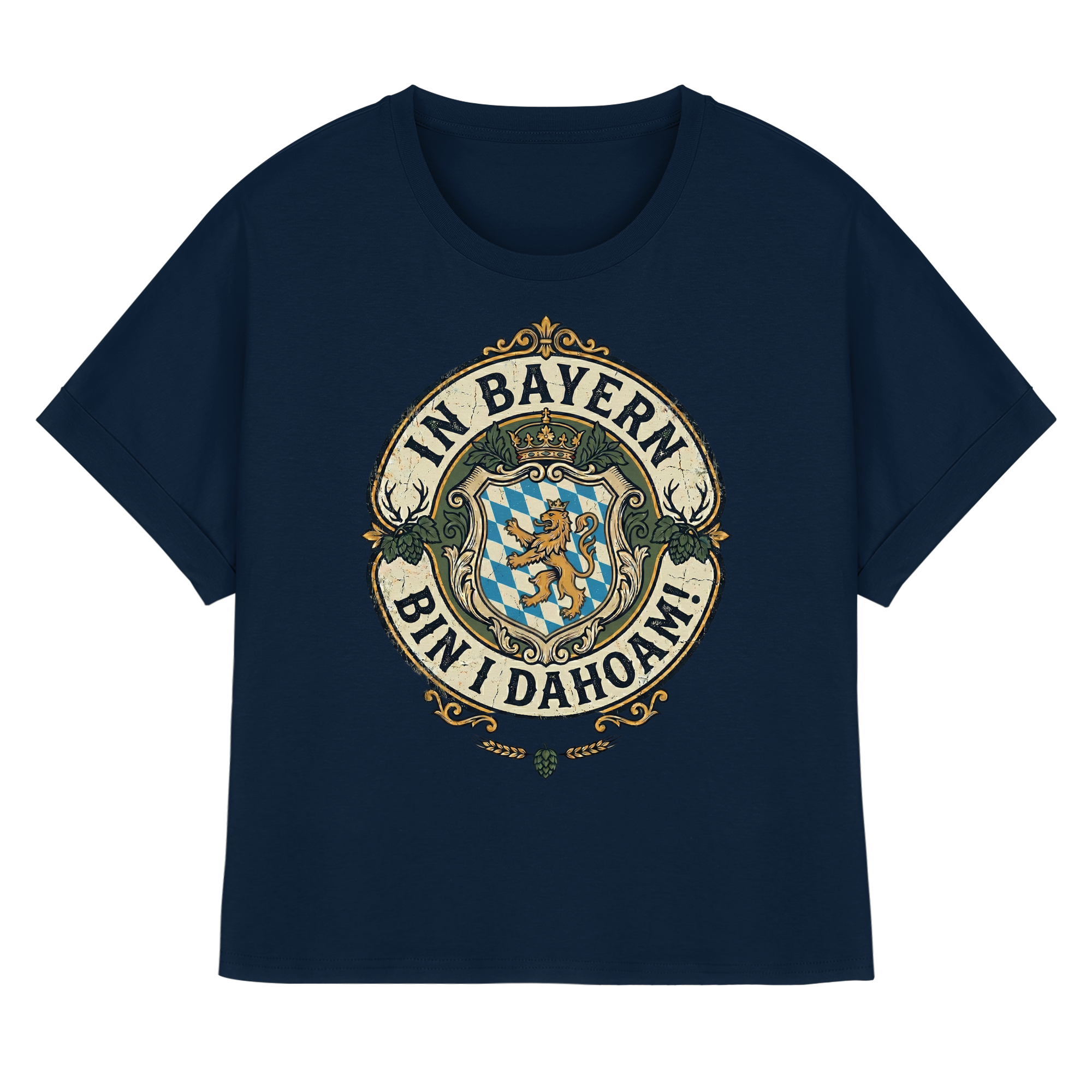 IN BAYERN BIN I DAHOAM! - Womens Organic Rolled Sleeves T-Shirt - BayrischerHumor